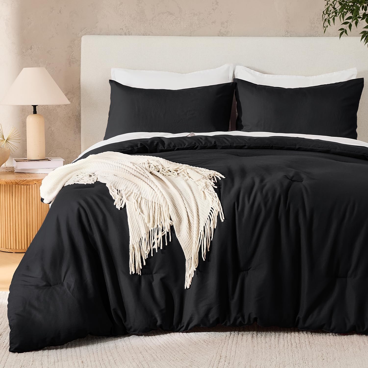 TODD GRIMES Dark Emerald Green Queen Size Comforter Set, 3 Pieces Forest Hunter Green Boho Solid Bedding Sets, Soft Cozy Lightweight Down Alternative All Season Bed Set - Image 2