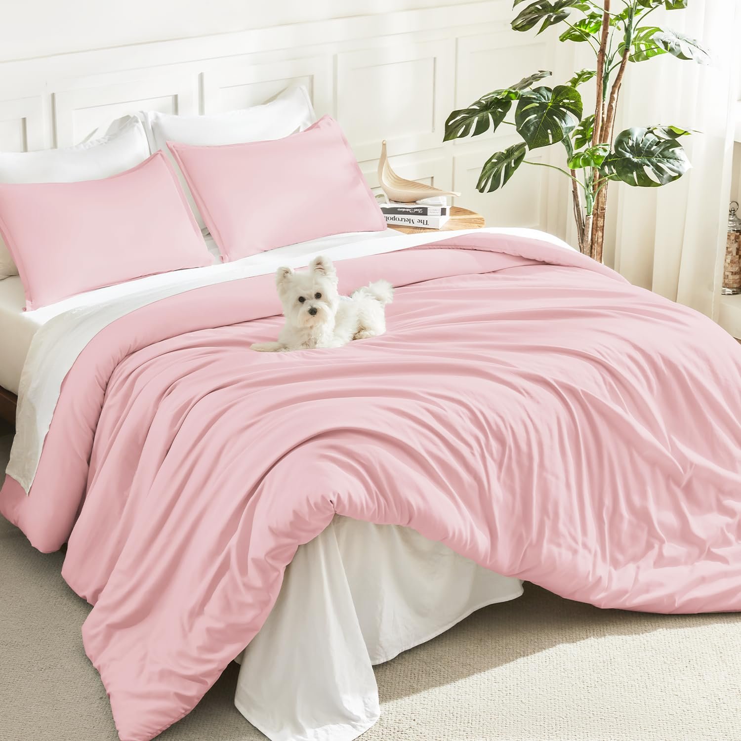 TODD GRIMES Comforter Set, Lightweight Solid Bedding Comforter Set, Fluffy Down Alternative Bed Set, Sage Green, King - Image 9