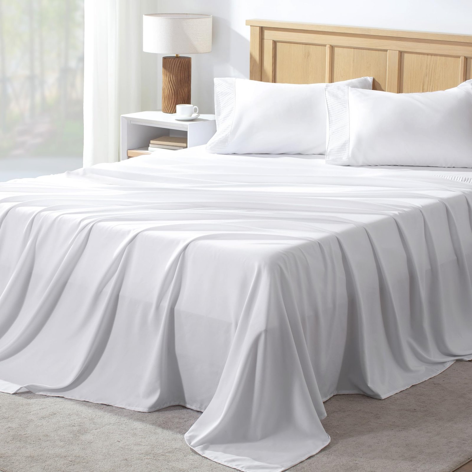 TODD GRIMES King Size Sheets Set 4 Pieces, Dark Olive Green Super Soft Sheets for King Size Bed, Microfiber King Sheet, Deep Pocket Up to 16 - Image 16
