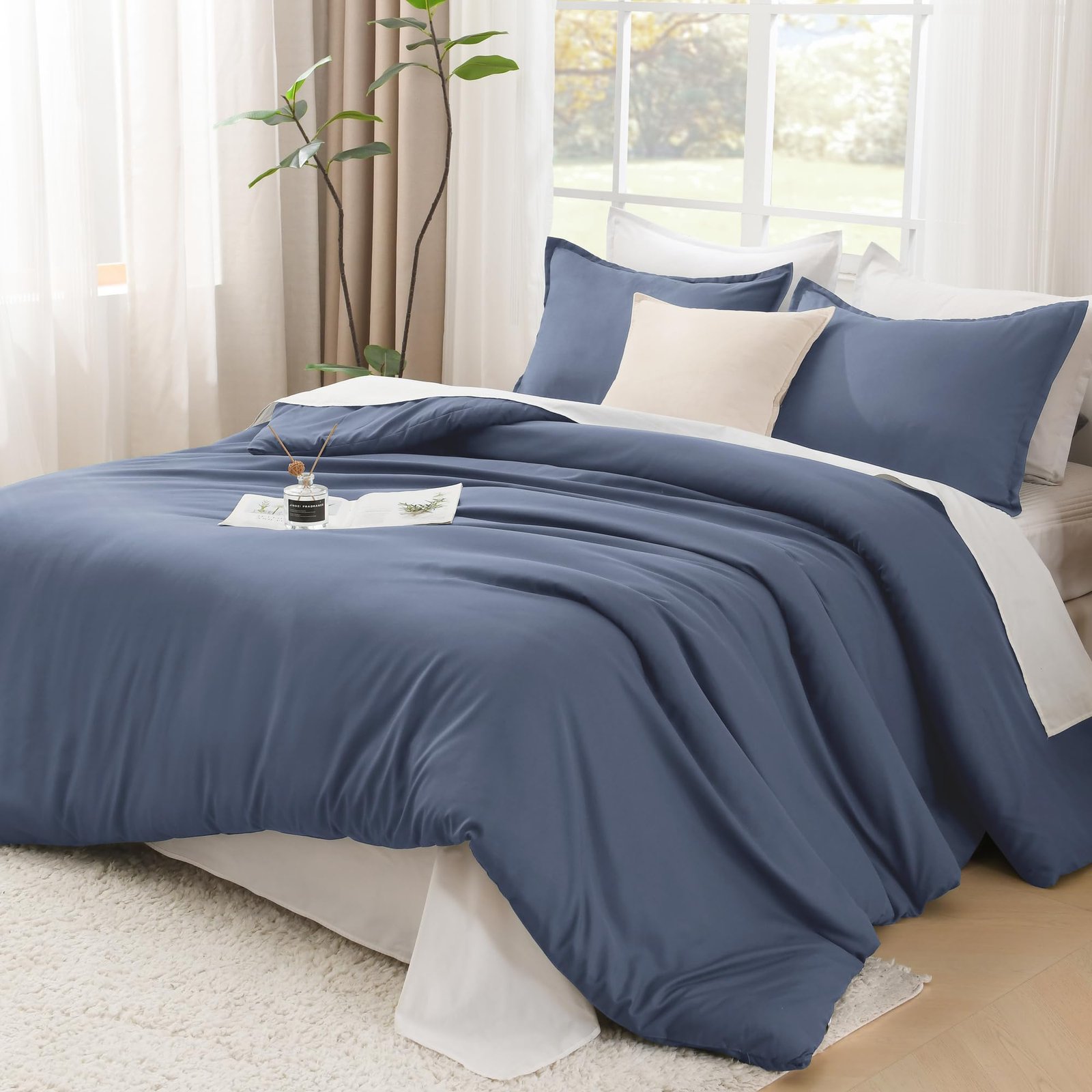 TODD GRIMES Comforter Set, Lightweight Solid Bedding Comforter Set, Fluffy Down Alternative Bed Set, Sage Green, King - Image 11