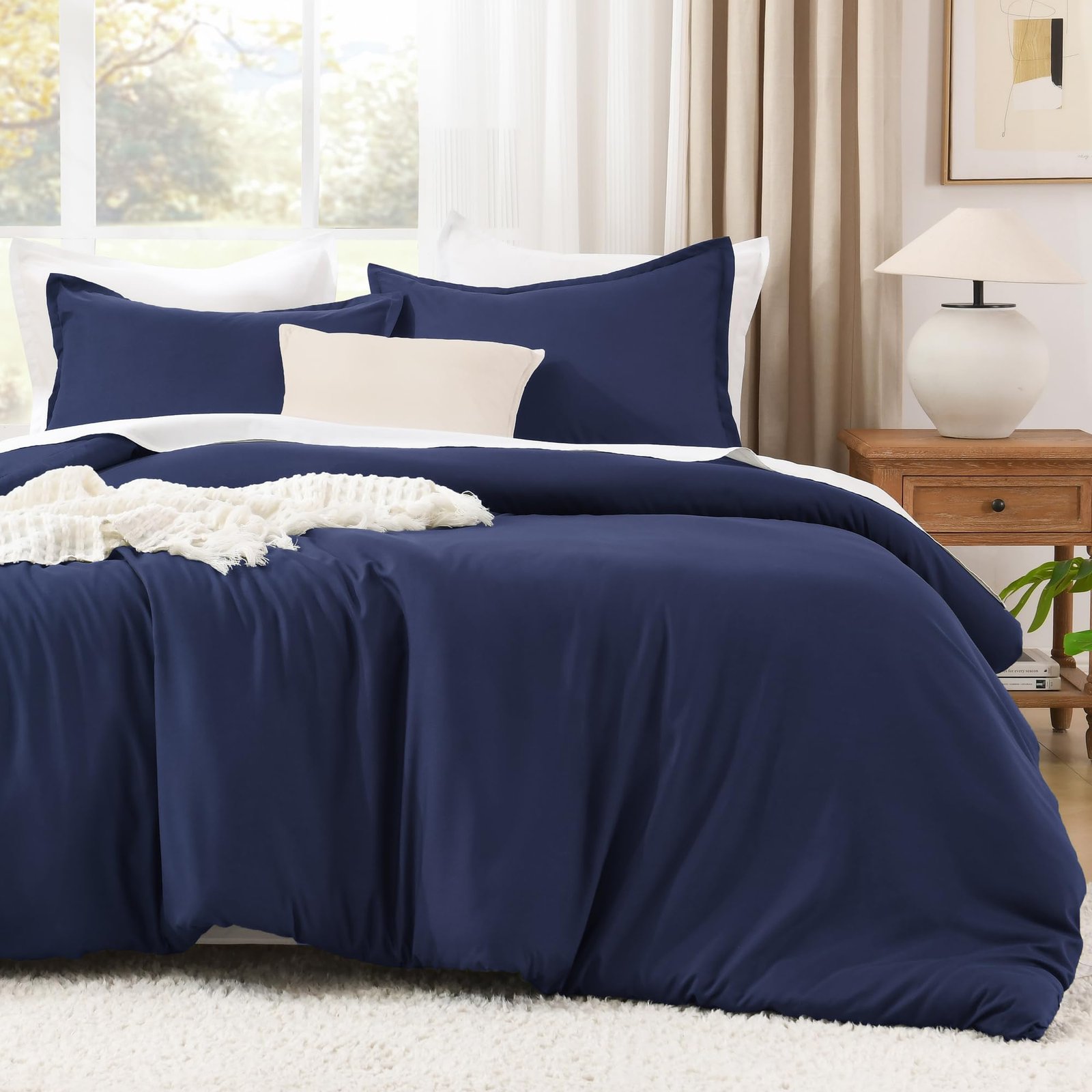 TODD GRIMES Comforter Set, Lightweight Solid Bedding Comforter Set, Fluffy Down Alternative Bed Set, Sage Green, King - Image 3