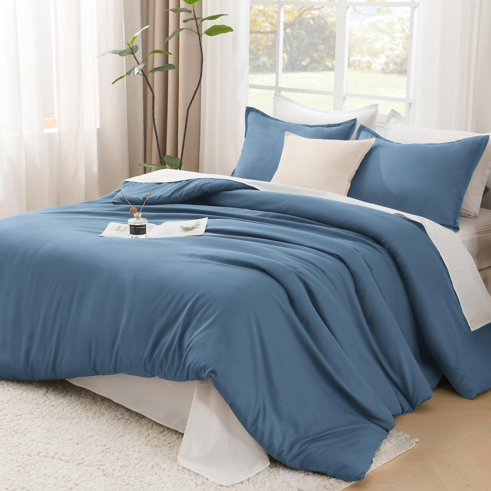 TODD GRIMES Comforter Set, Lightweight Solid Bedding Comforter Set, Fluffy Down Alternative Bed Set, Sage Green, King - Image 39