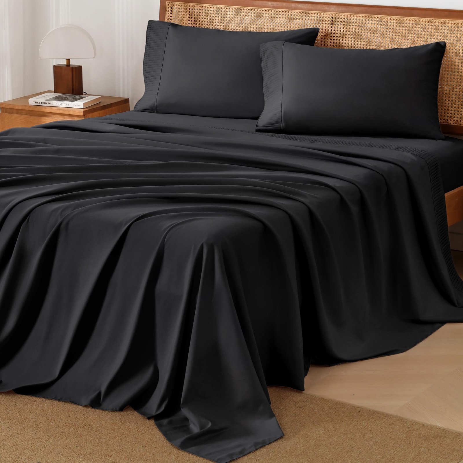 TODD GRIMES King Size Sheets Set 4 Pieces, Dark Olive Green Super Soft Sheets for King Size Bed, Microfiber King Sheet, Deep Pocket Up to 16 - Image 13