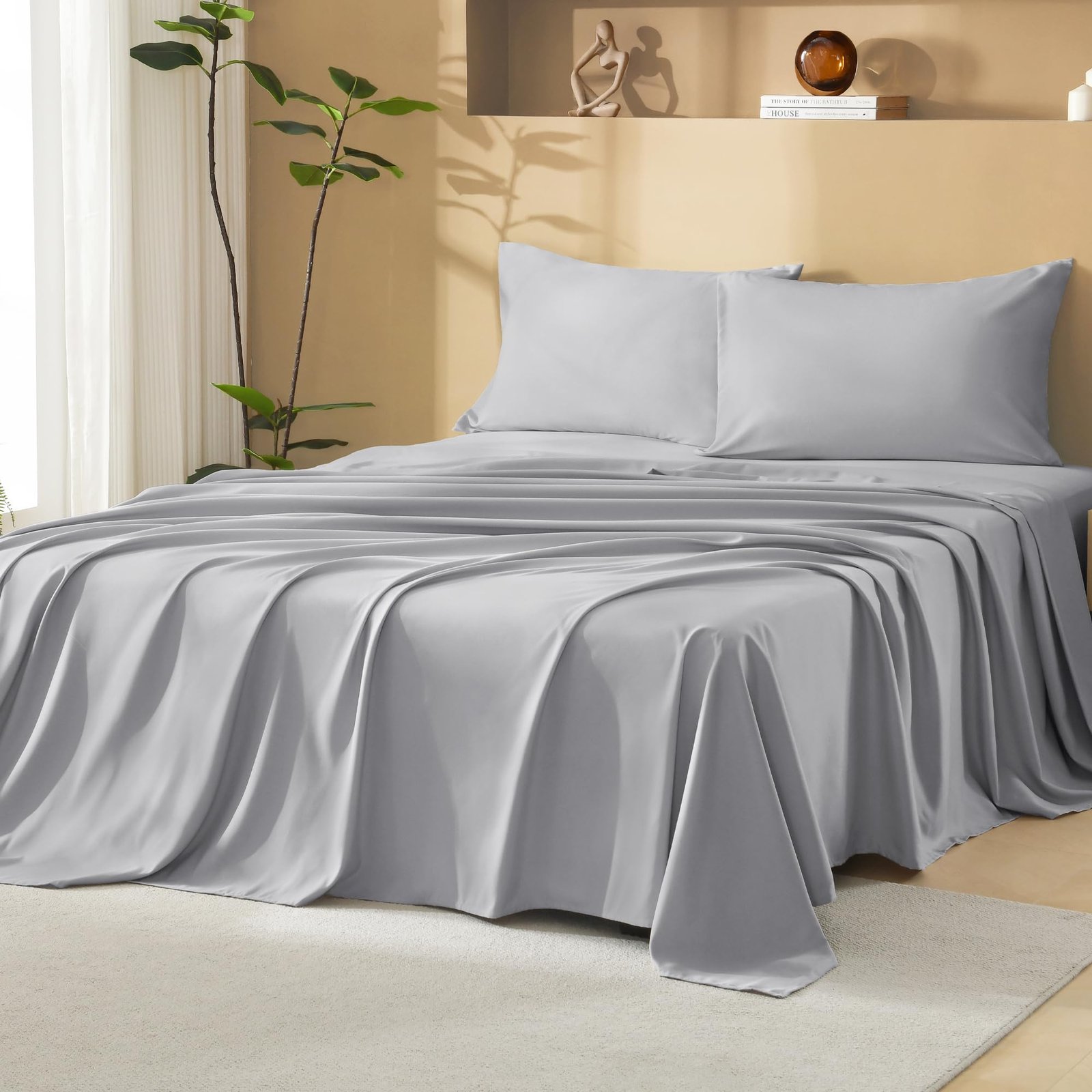 TODD GRIMES King Size Comforter Set with Sheets Beige - 7 Pieces Bed in a Bag King Chevron Tufted Boho Luxury Bedding Sets with Comforter, Sheets, Pillowcases & Shams - Image 113
