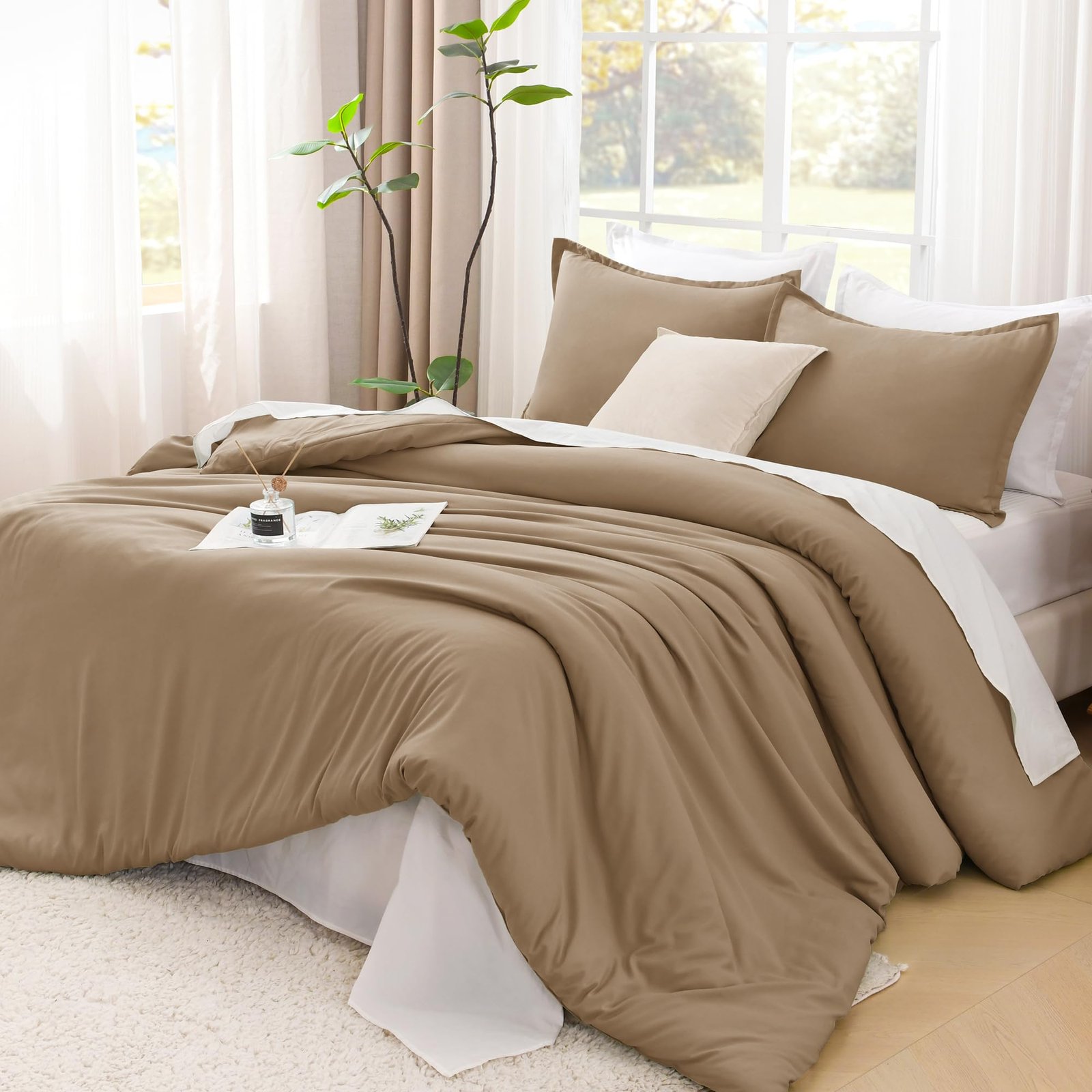 TODD GRIMES Comforter Set, Lightweight Solid Bedding Comforter Set, Fluffy Down Alternative Bed Set, Sage Green, King - Image 27