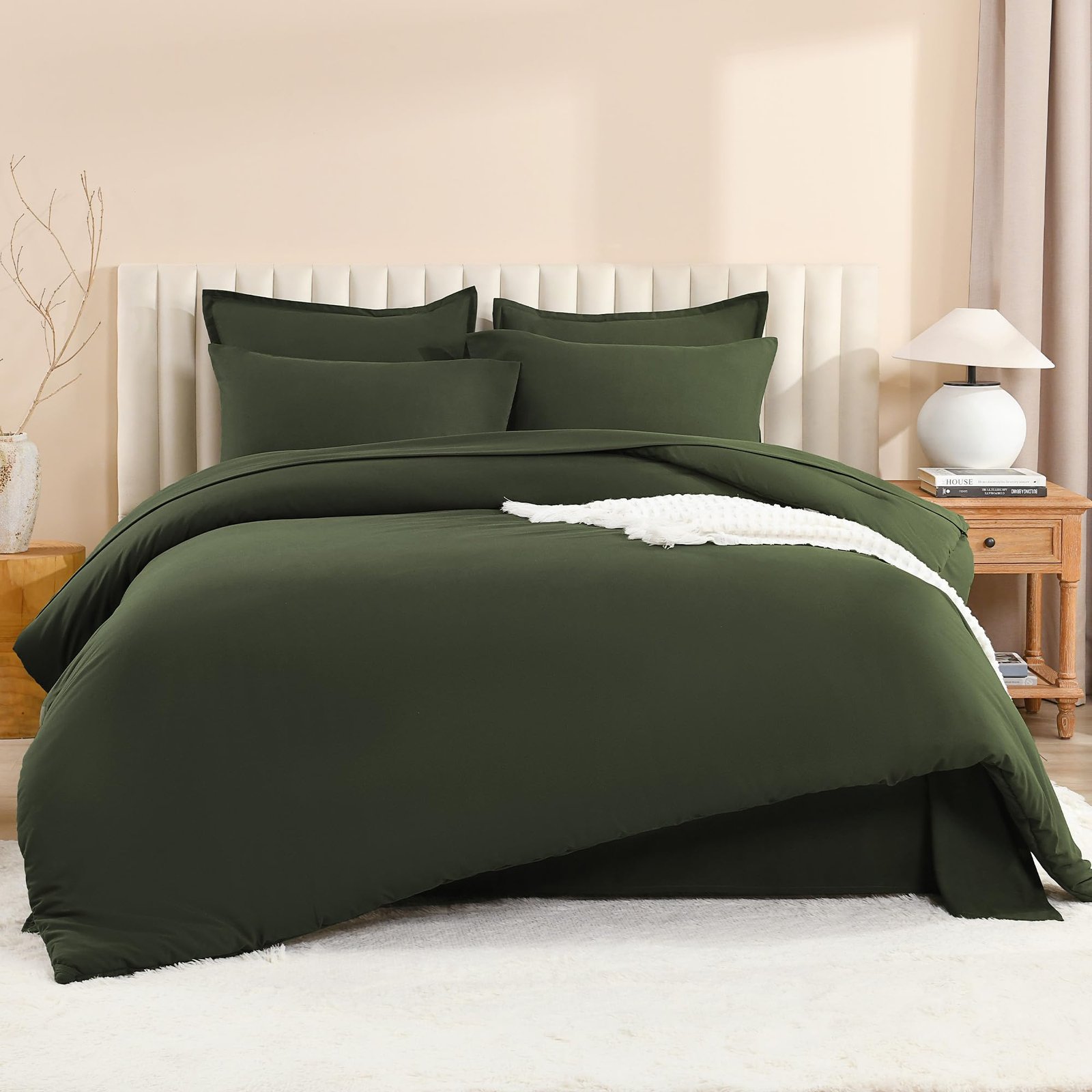 TODD GRIMES King Size Comforter Set Dark Emerald Green - 7 Pieces Bed in a Bag King Bedding Comforter Sets, Solid Lightweight Bed Set with Comforter, Sheets, Pillowcases & Shams - Image 22