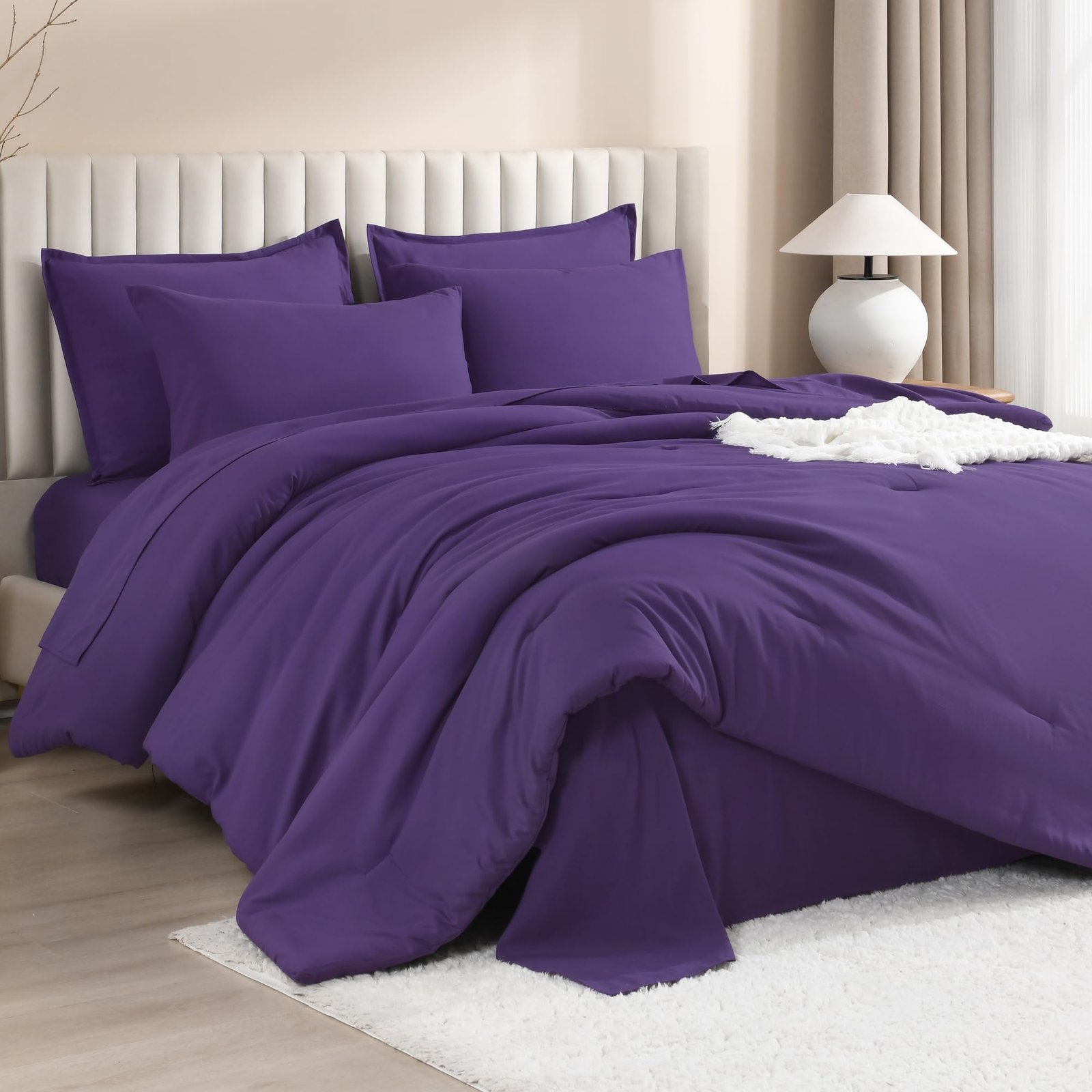 TODD GRIMES King Size Comforter Set Dark Emerald Green - 7 Pieces Bed in a Bag King Bedding Comforter Sets, Solid Lightweight Bed Set with Comforter, Sheets, Pillowcases & Shams - Image 18