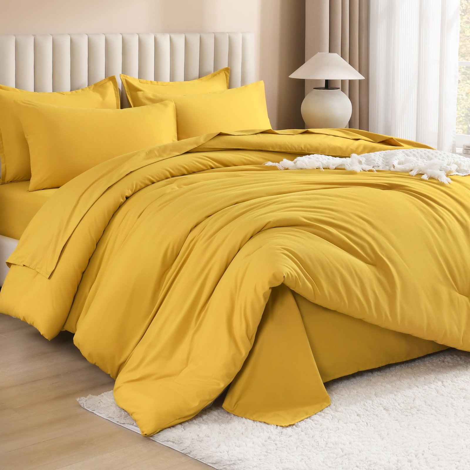 TODD GRIMES King Size Comforter Set Dark Emerald Green - 7 Pieces Bed in a Bag King Bedding Comforter Sets, Solid Lightweight Bed Set with Comforter, Sheets, Pillowcases & Shams - Image 12