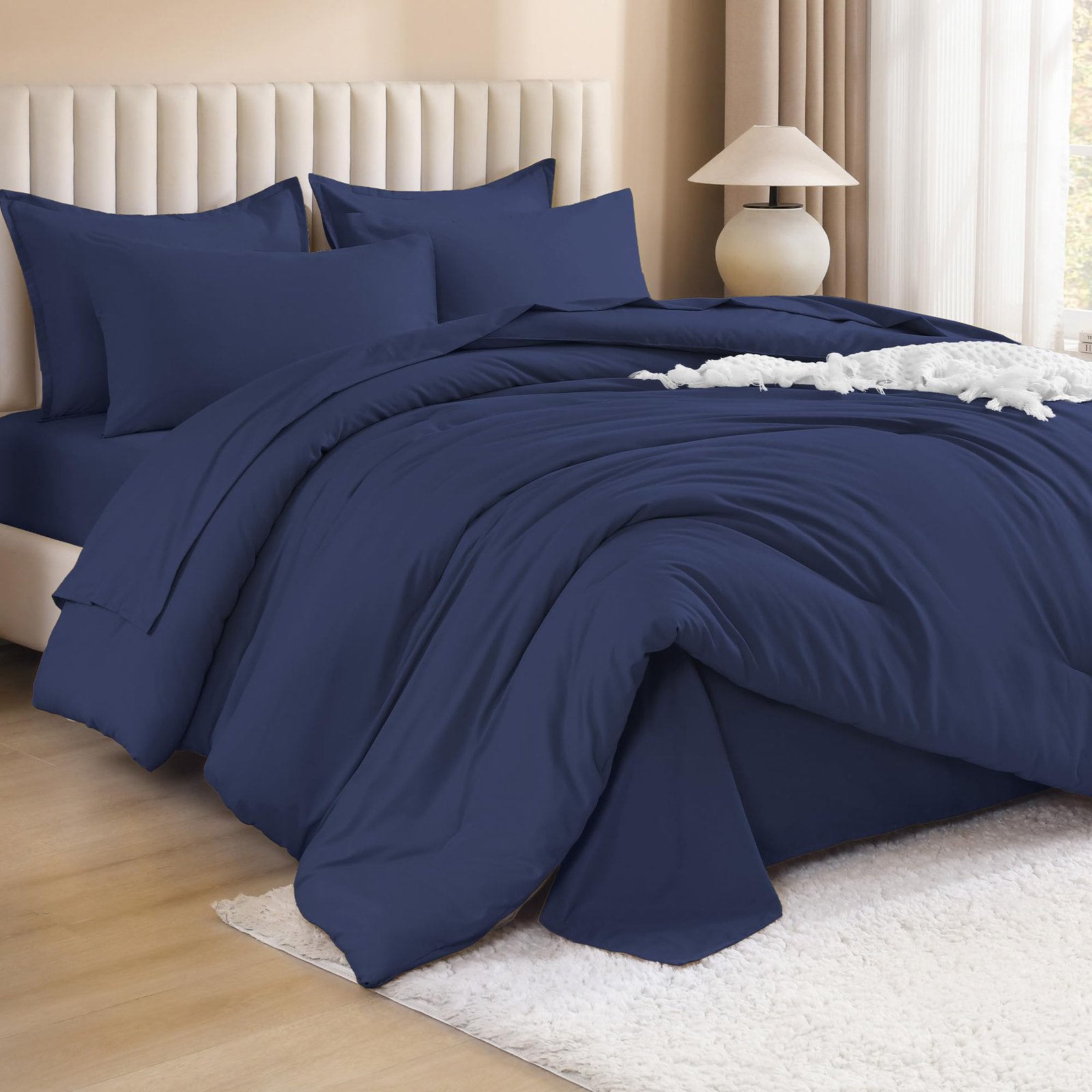 TODD GRIMES King Size Comforter Set Dark Emerald Green - 7 Pieces Bed in a Bag King Bedding Comforter Sets, Solid Lightweight Bed Set with Comforter, Sheets, Pillowcases & Shams - Image 11
