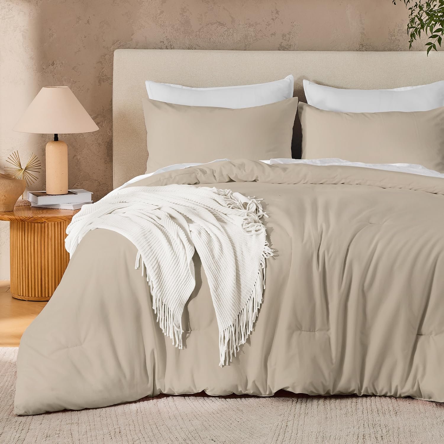 TODD GRIMES Dark Emerald Green Queen Size Comforter Set, 3 Pieces Forest Hunter Green Boho Solid Bedding Sets, Soft Cozy Lightweight Down Alternative All Season Bed Set - Image 7