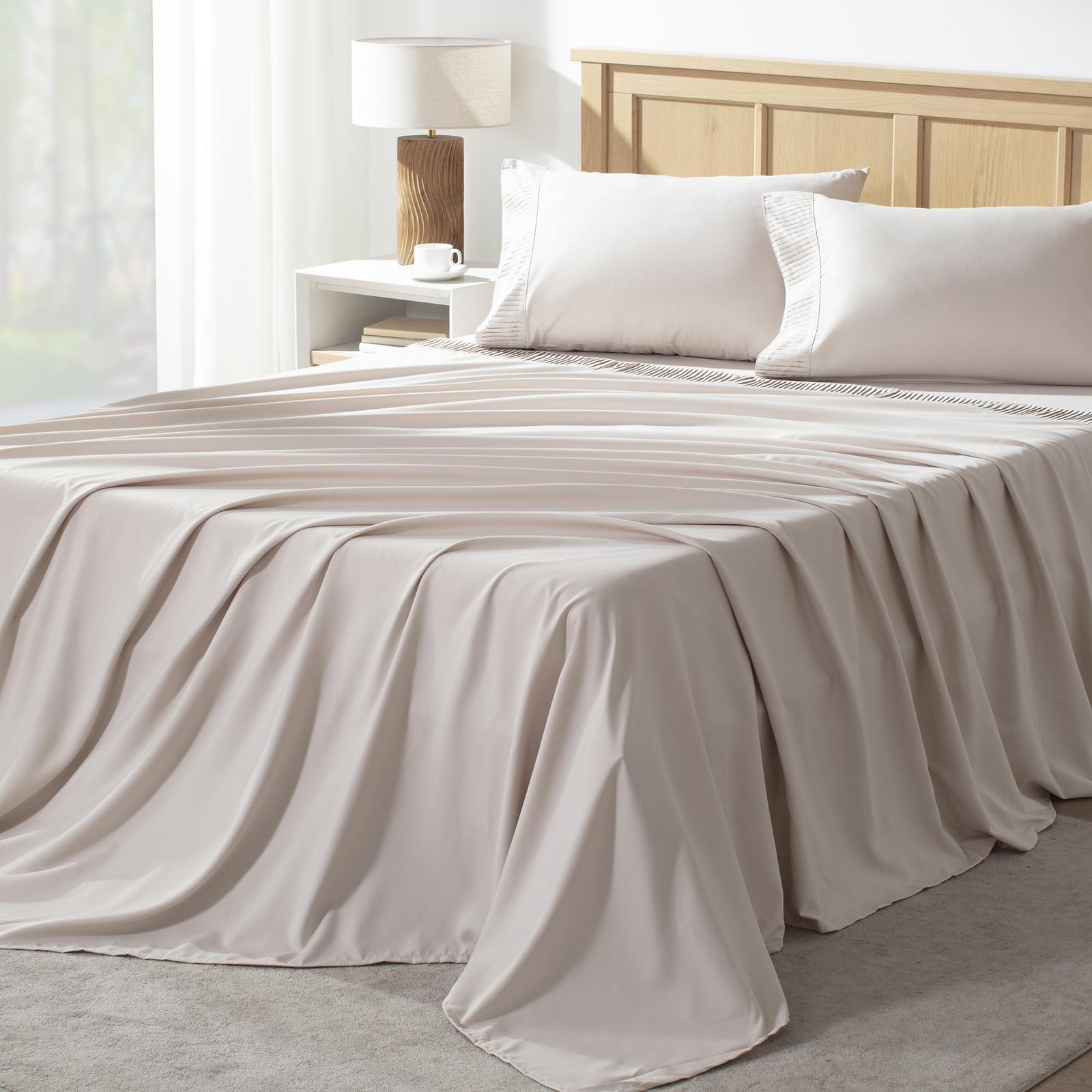 TODD GRIMES King Size Sheets Set 4 Pieces, Dark Olive Green Super Soft Sheets for King Size Bed, Microfiber King Sheet, Deep Pocket Up to 16 - Image 8