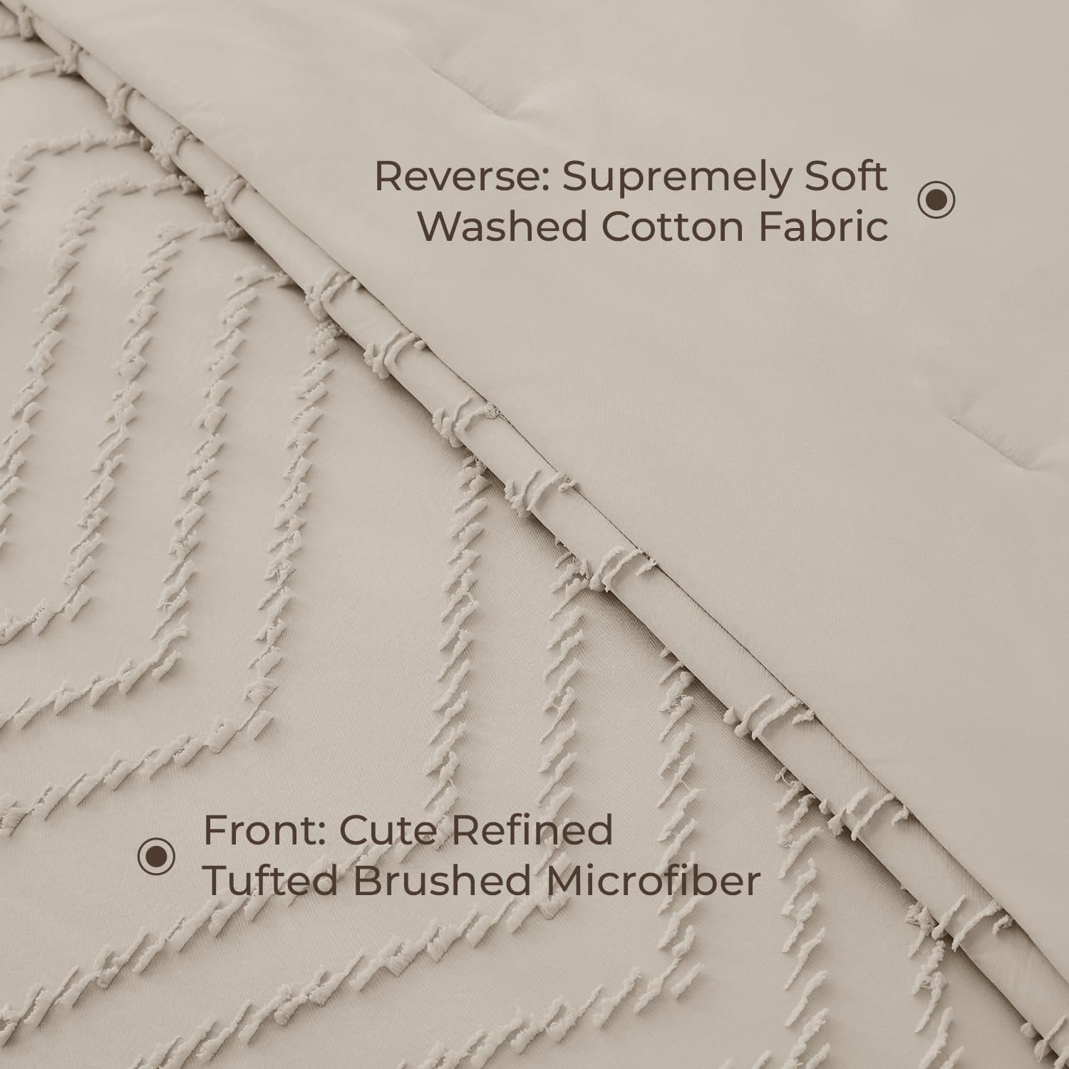 TODD GRIMES King Size Comforter Set with Sheets Beige - 7 Pieces Bed in a Bag King Chevron Tufted Boho Luxury Bedding Sets with Comforter, Sheets, Pillowcases & Shams - Image 95
