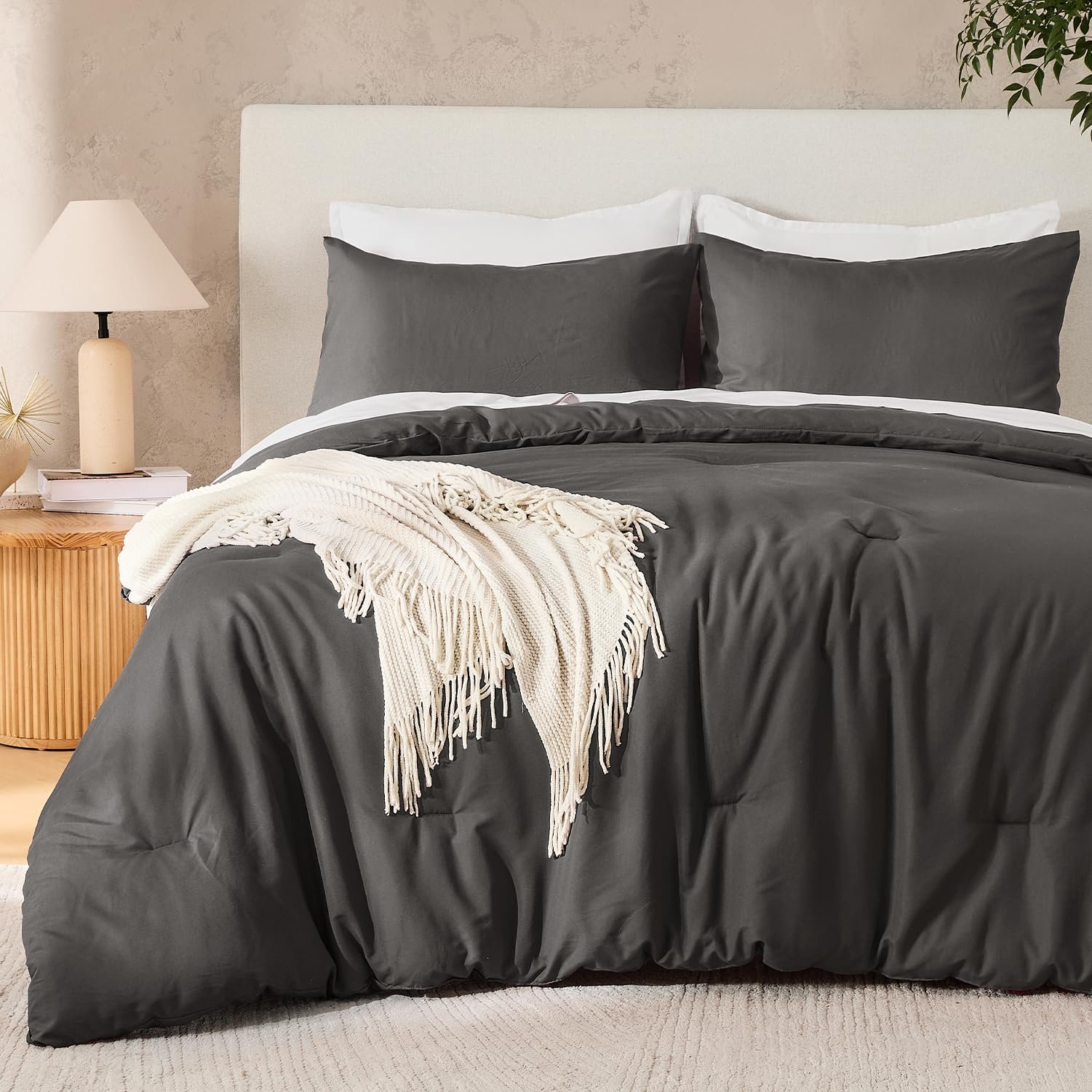 TODD GRIMES Dark Emerald Green Queen Size Comforter Set, 3 Pieces Forest Hunter Green Boho Solid Bedding Sets, Soft Cozy Lightweight Down Alternative All Season Bed Set - Image 10