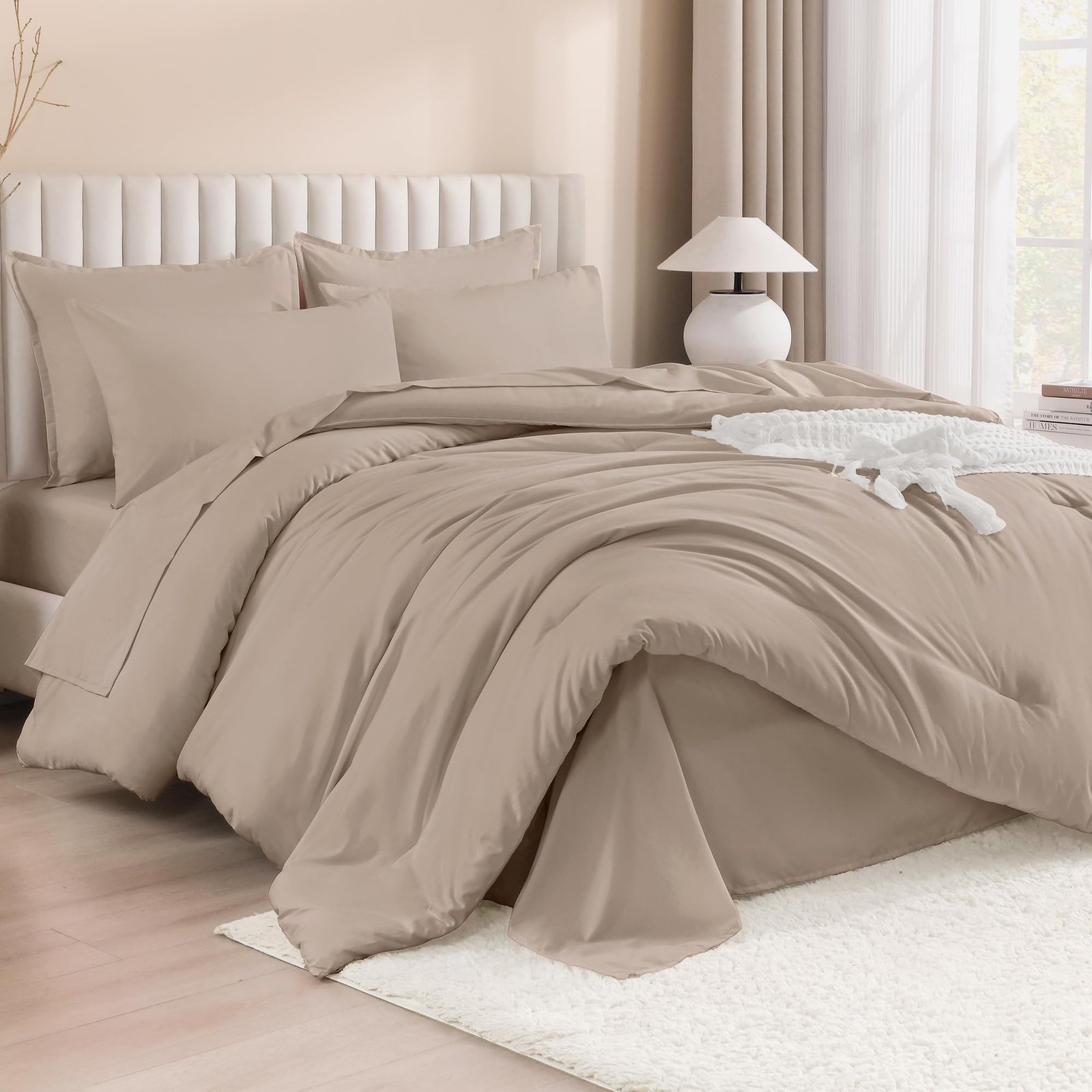 TODD GRIMES King Size Comforter Set Dark Emerald Green - 7 Pieces Bed in a Bag King Bedding Comforter Sets, Solid Lightweight Bed Set with Comforter, Sheets, Pillowcases & Shams - Image 34
