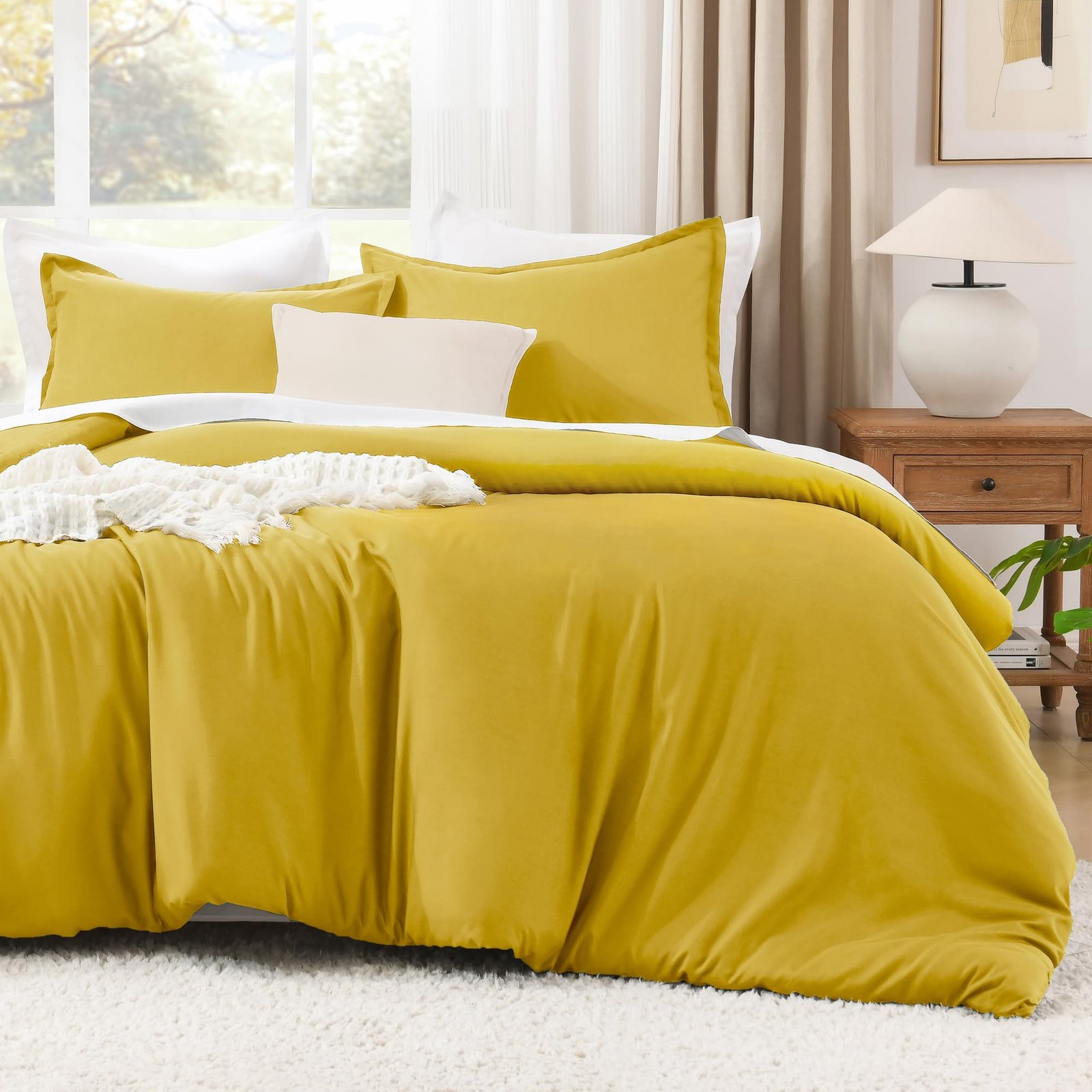 TODD GRIMES Comforter Set, Lightweight Solid Bedding Comforter Set, Fluffy Down Alternative Bed Set, Sage Green, King - Image 7