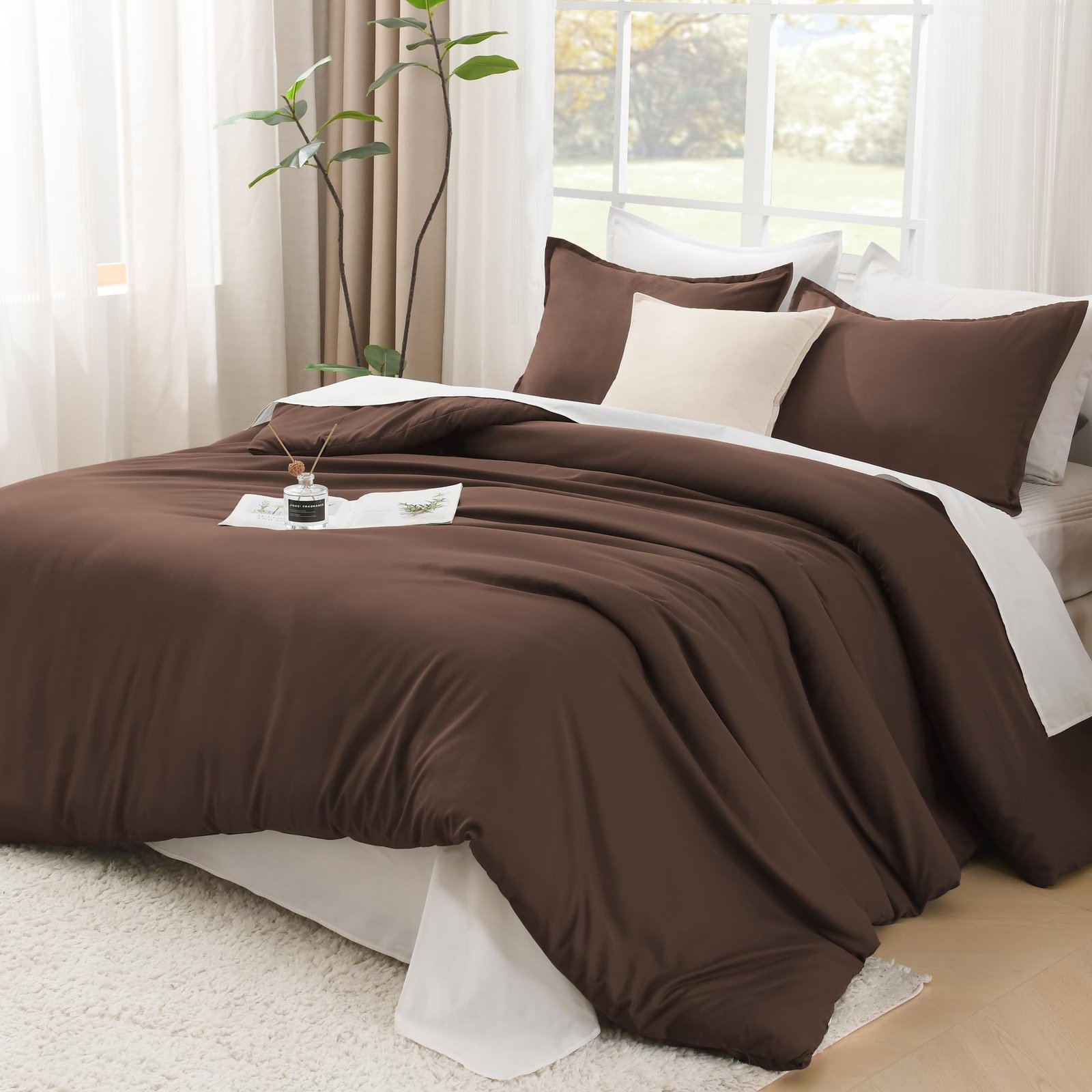 TODD GRIMES Comforter Set, Lightweight Solid Bedding Comforter Set, Fluffy Down Alternative Bed Set, Sage Green, King - Image 8