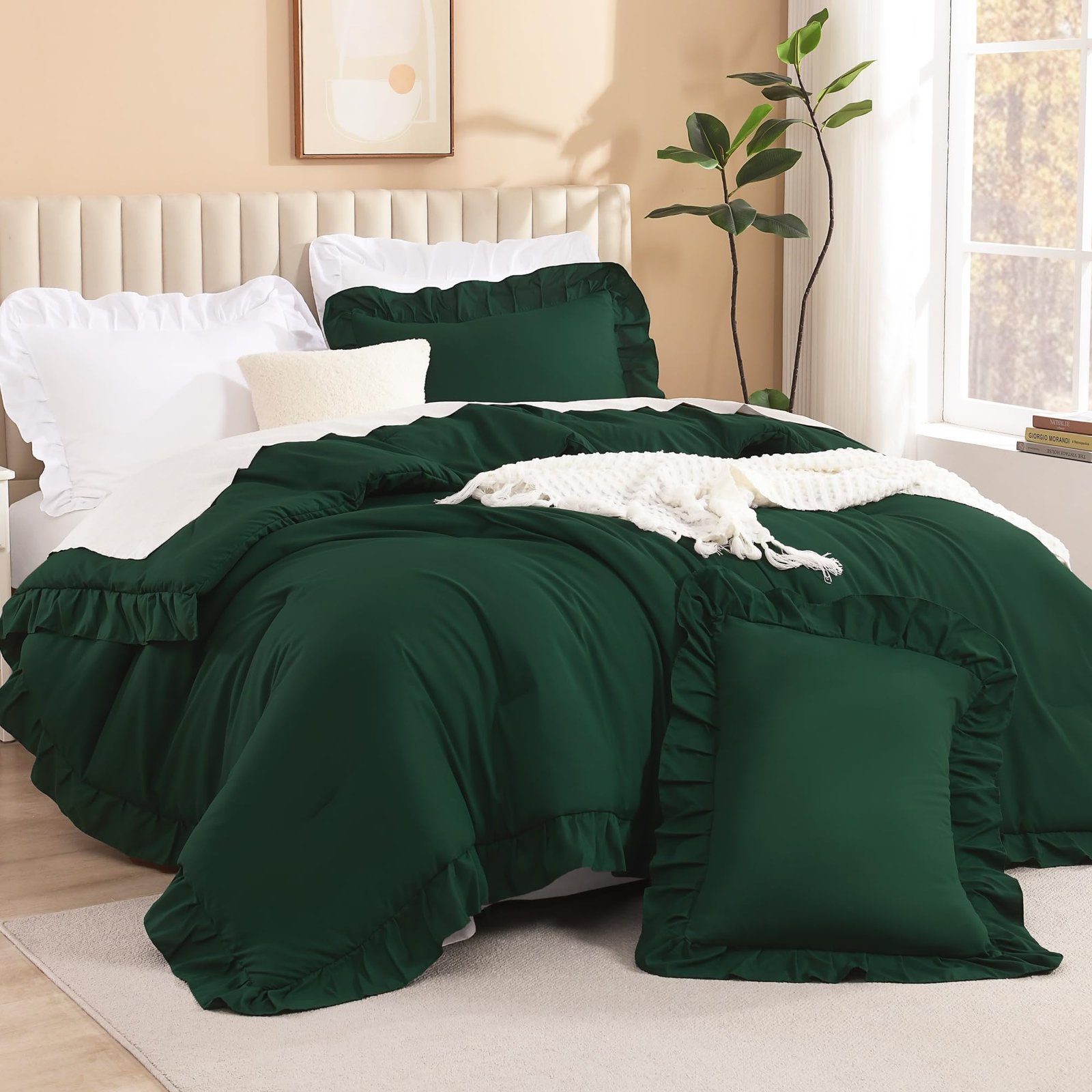 TODD GRIMES Full Size Comforter Sets, 3 Pieces Blush Pink Ruffle Girls Women Cute Bedding Comforters & Sets, Lightweight Fluffy Microfiber as Gift (79x90In Comforter & 2 Pillowcases) - Image 16