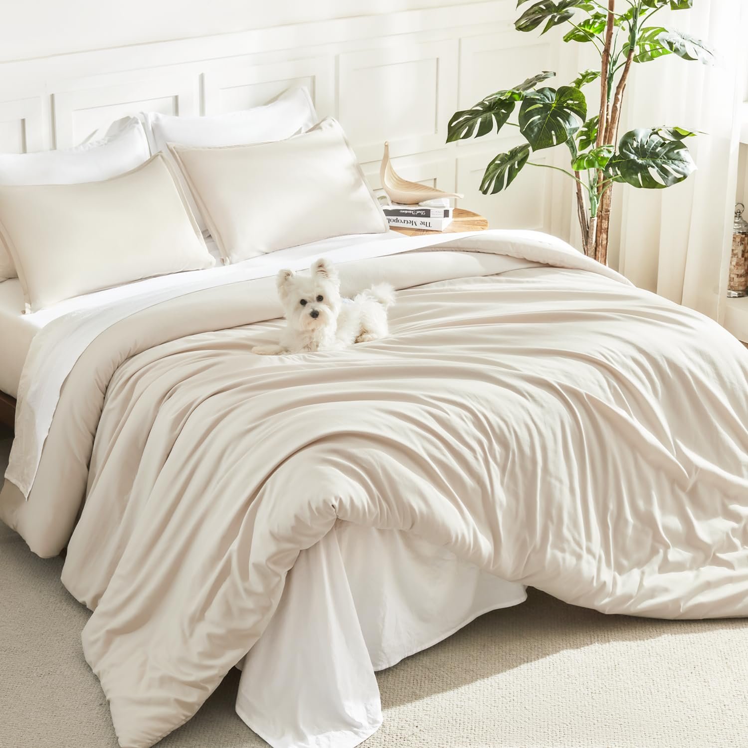 TODD GRIMES Comforter Set, Lightweight Solid Bedding Comforter Set, Fluffy Down Alternative Bed Set, Sage Green, King - Image 15