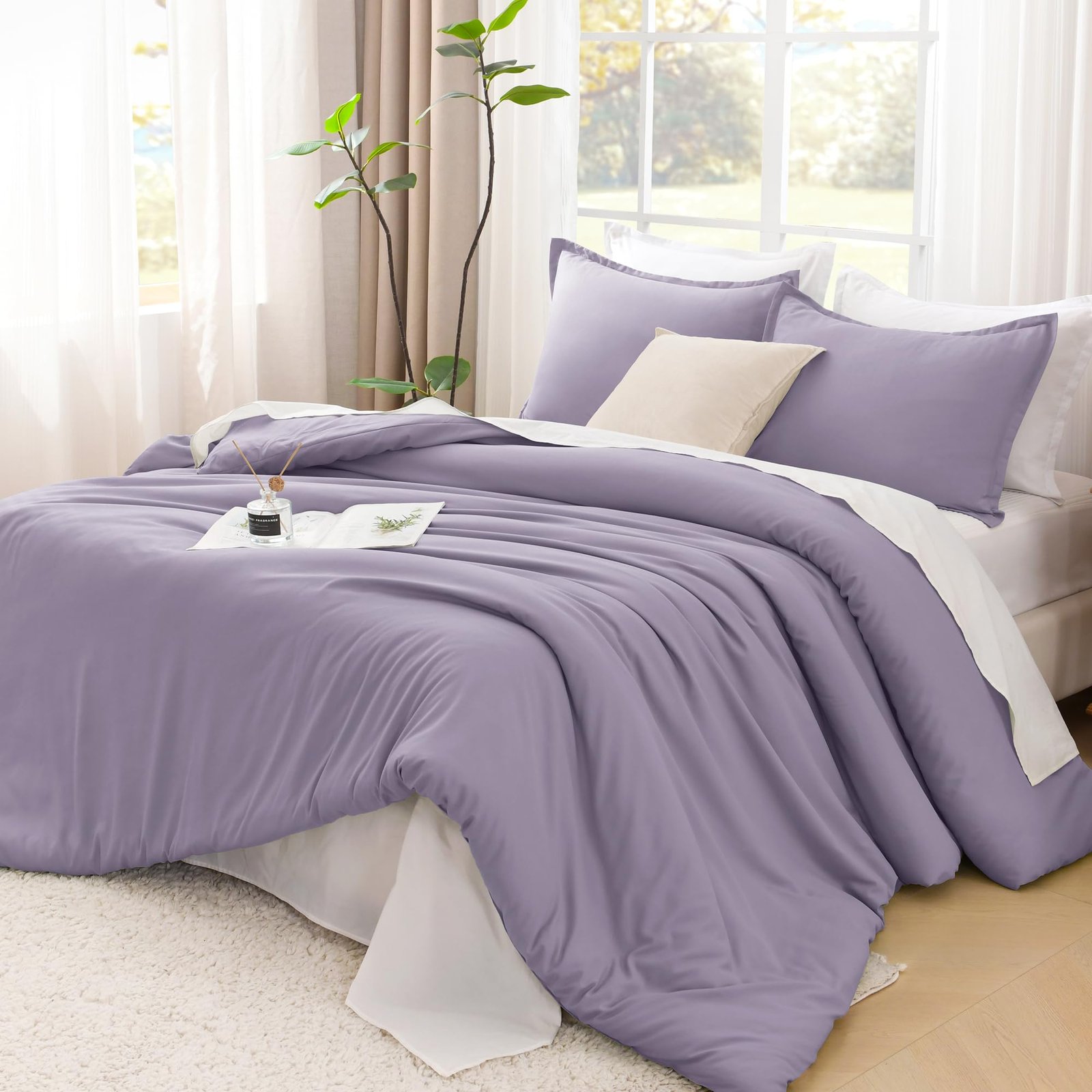 TODD GRIMES Comforter Set, Lightweight Solid Bedding Comforter Set, Fluffy Down Alternative Bed Set, Sage Green, King - Image 6
