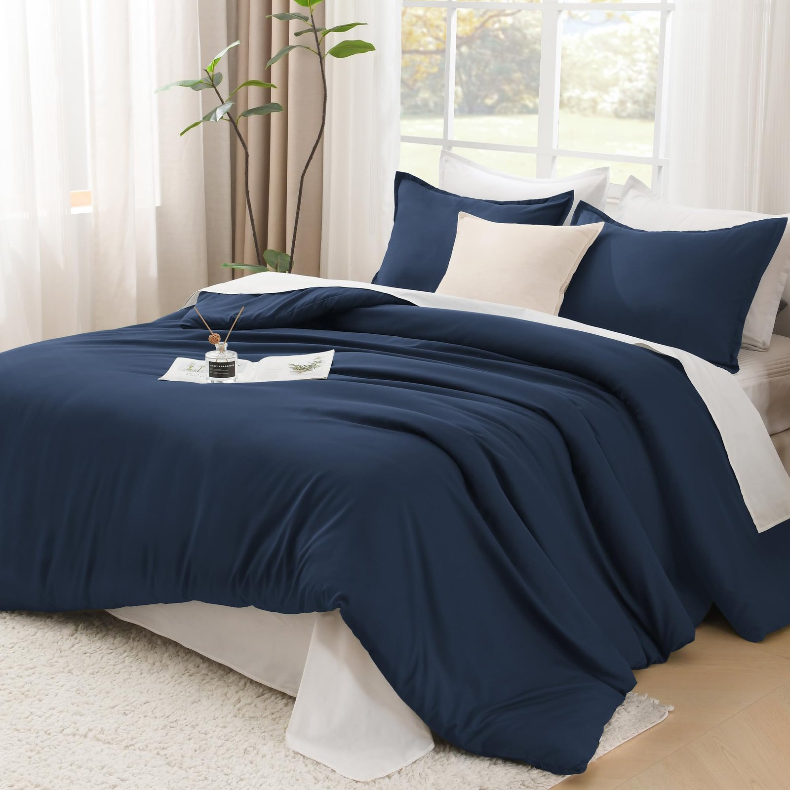 TODD GRIMES Comforter Set, Lightweight Solid Bedding Comforter Set, Fluffy Down Alternative Bed Set, Sage Green, King - Image 31