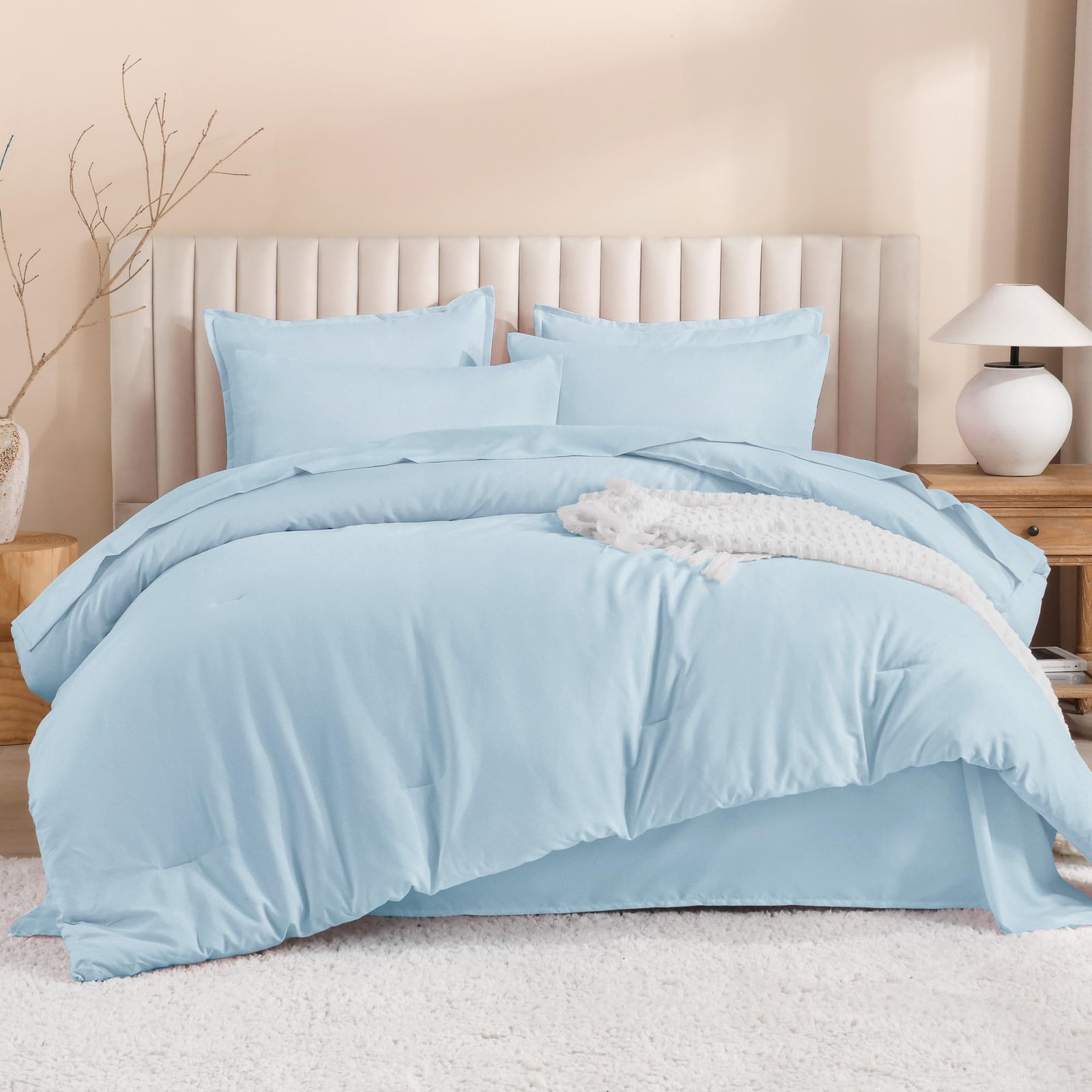 TODD GRIMES King Size Comforter Set Dark Emerald Green - 7 Pieces Bed in a Bag King Bedding Comforter Sets, Solid Lightweight Bed Set with Comforter, Sheets, Pillowcases & Shams - Image 24