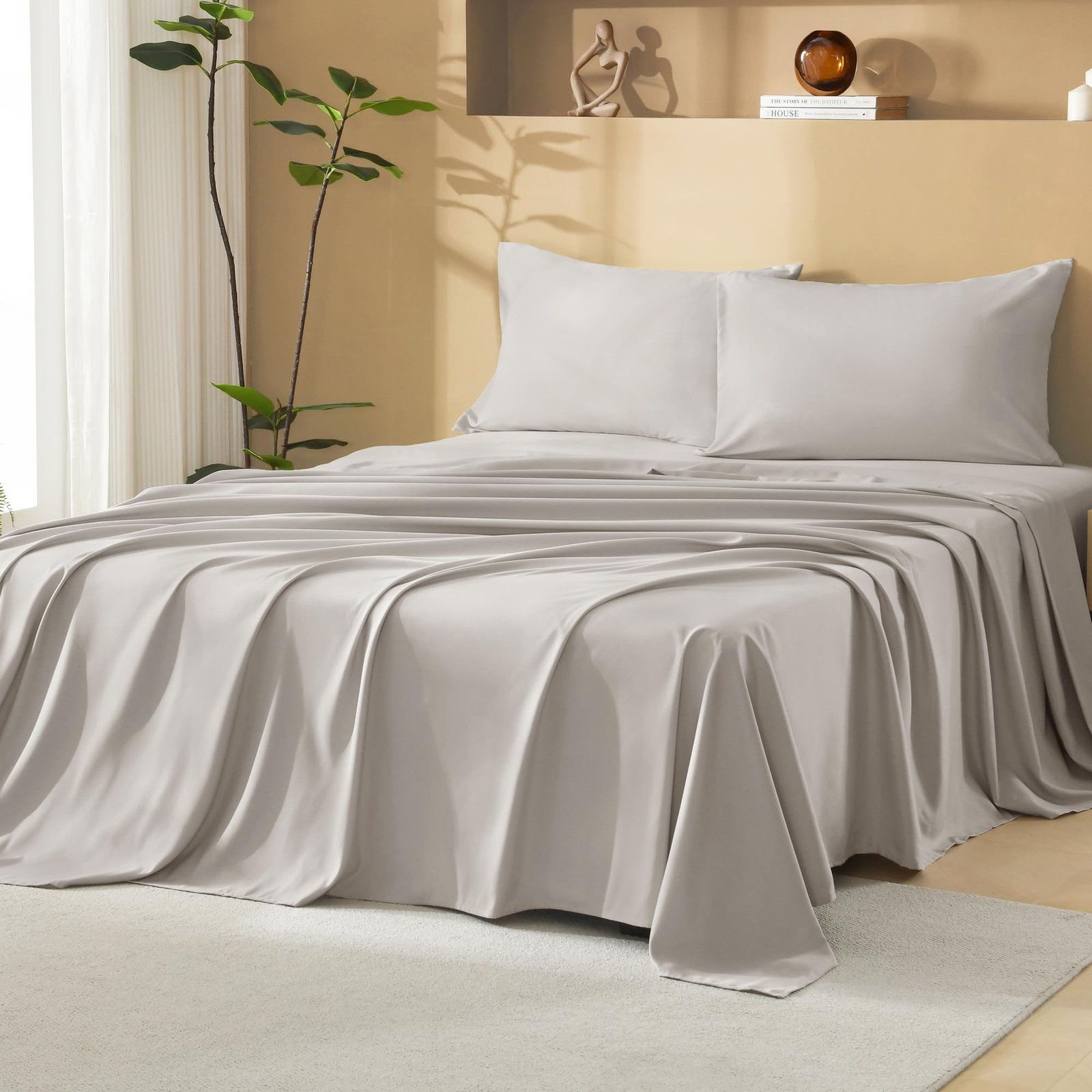 TODD GRIMES King Size Comforter Set with Sheets Beige - 7 Pieces Bed in a Bag King Chevron Tufted Boho Luxury Bedding Sets with Comforter, Sheets, Pillowcases & Shams - Image 60
