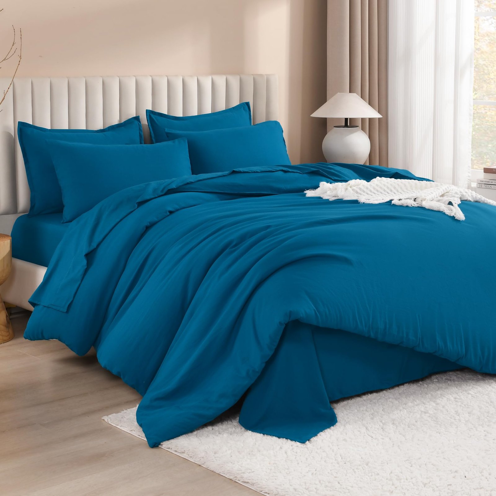 TODD GRIMES King Size Comforter Set Dark Emerald Green - 7 Pieces Bed in a Bag King Bedding Comforter Sets, Solid Lightweight Bed Set with Comforter, Sheets, Pillowcases & Shams - Image 33