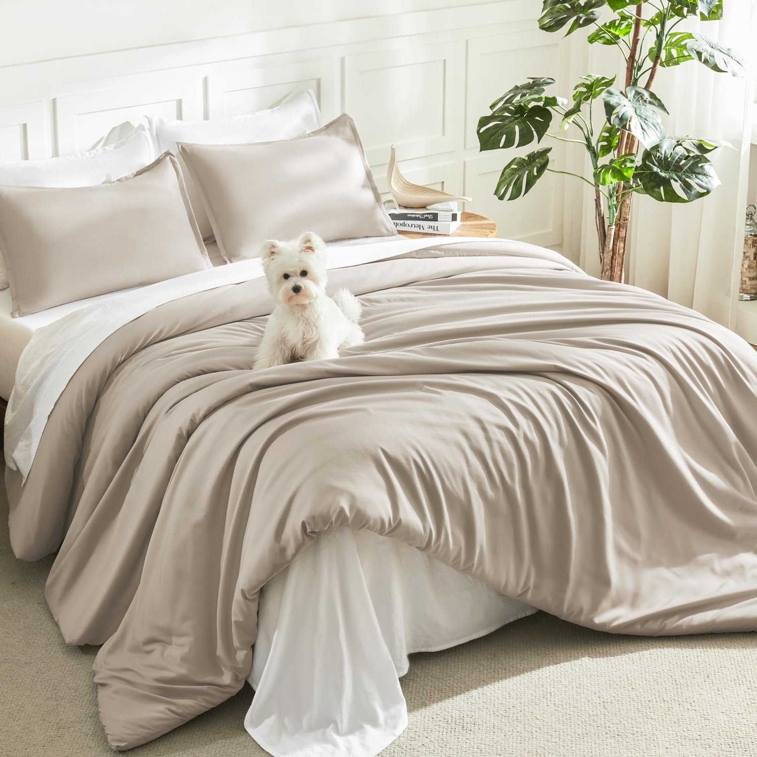 TODD GRIMES Comforter Set, Lightweight Solid Bedding Comforter Set, Fluffy Down Alternative Bed Set, Sage Green, King - Image 25