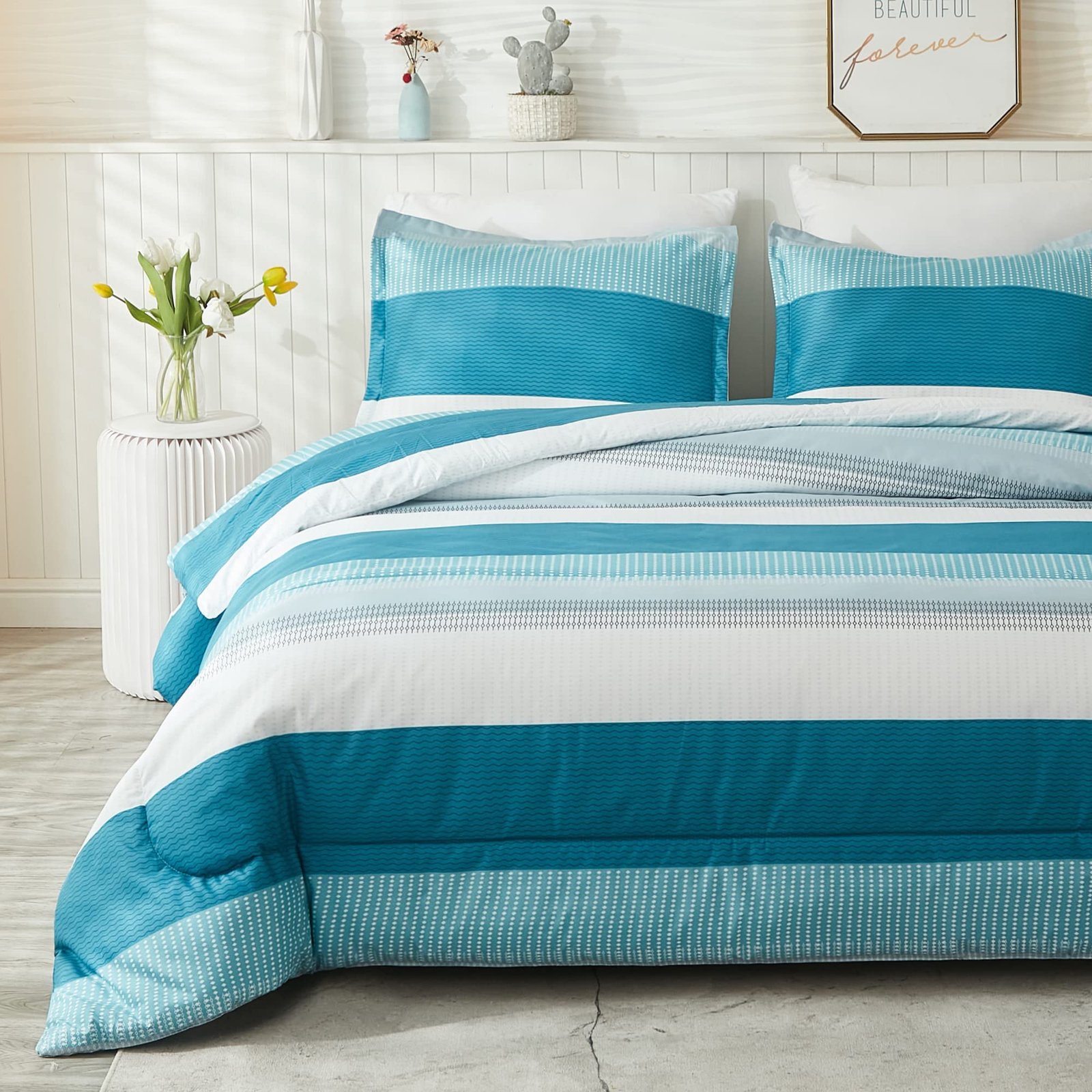 TODD GRIMES Queen Comforter Set Black White Grey - 3 Pieces Lightweight Summer Bedding Set, All Season Down Alternative Comforter (1 Comforter, 2 Pillowcases) - Image 36