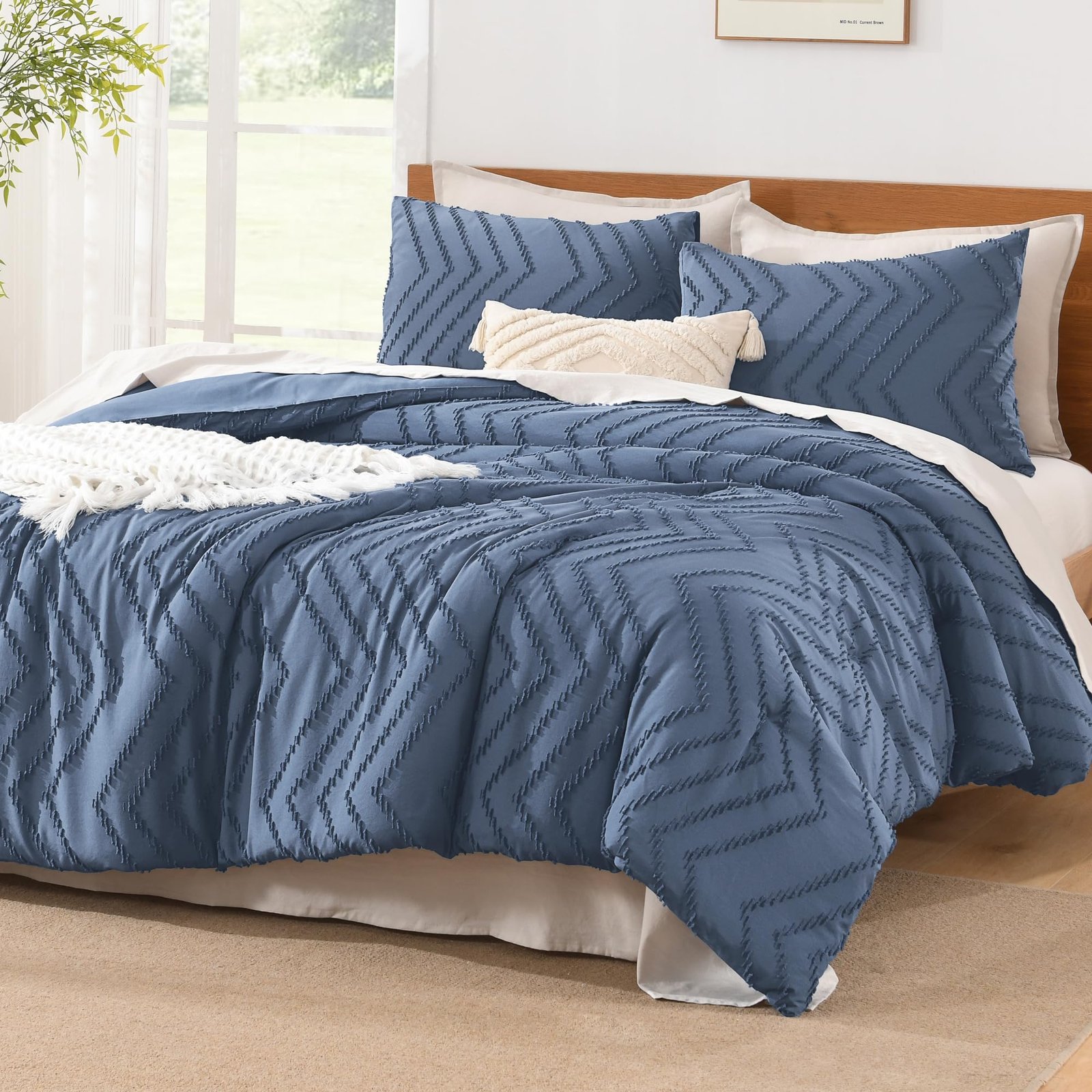 TODD GRIMES King Size Comforter Set Dark Emerald Green, 3 Pieces Lightweight Fluffy Comforter King Size Boho Tufted Comforter Bed Set Gift Choice - Image 9