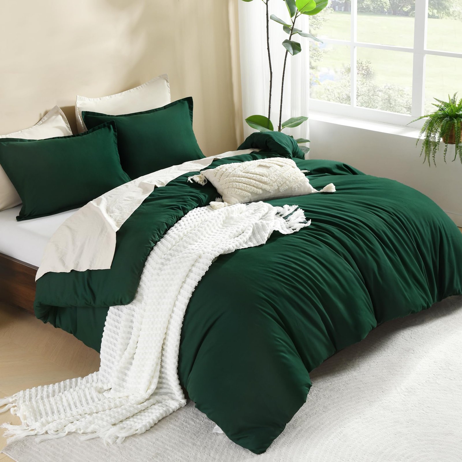TODD GRIMES Comforter Set, Lightweight Solid Bedding Comforter Set, Fluffy Down Alternative Bed Set, Sage Green, King - Image 34