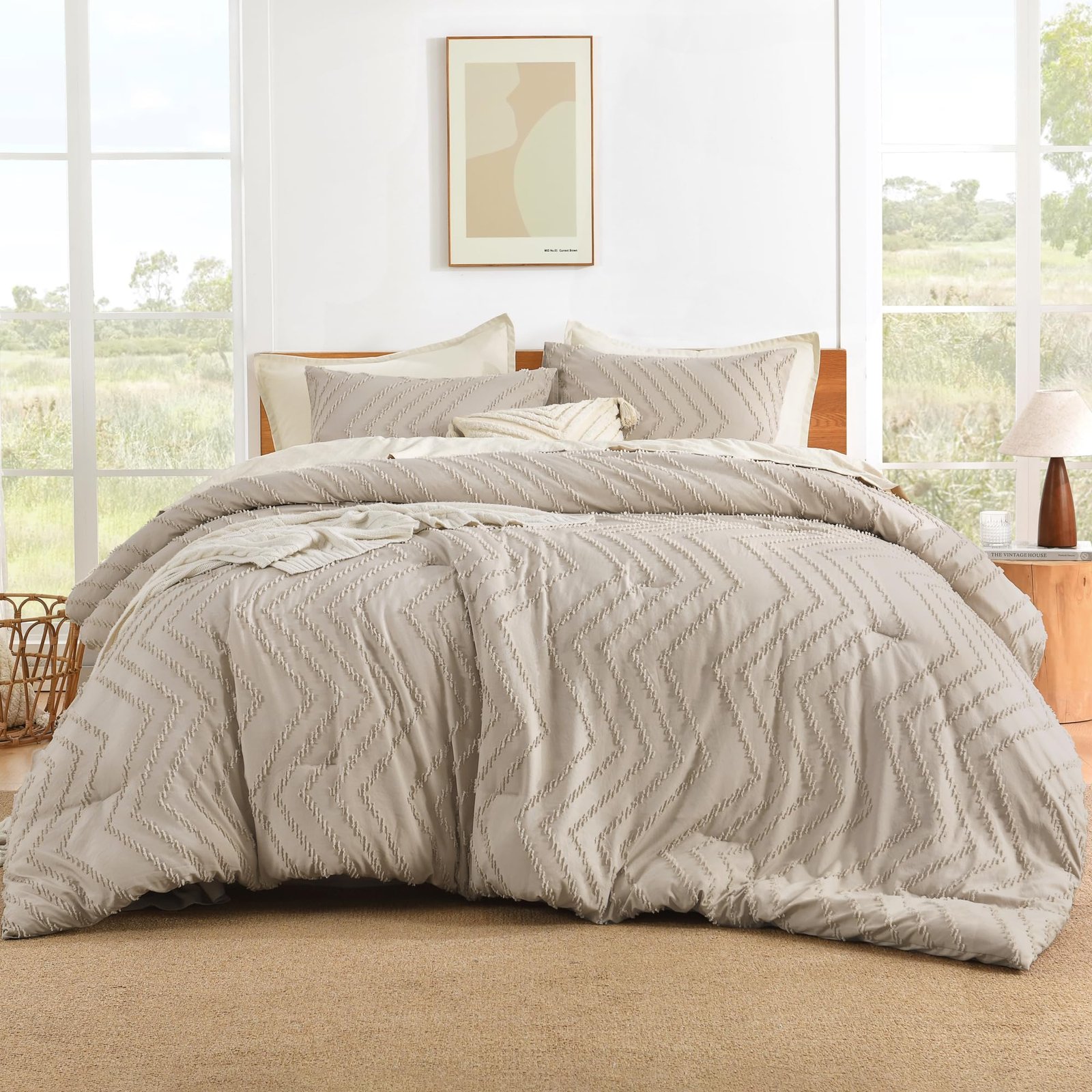 TODD GRIMES King Size Comforter Set Dark Emerald Green, 3 Pieces Lightweight Fluffy Comforter King Size Boho Tufted Comforter Bed Set Gift Choice - Image 20