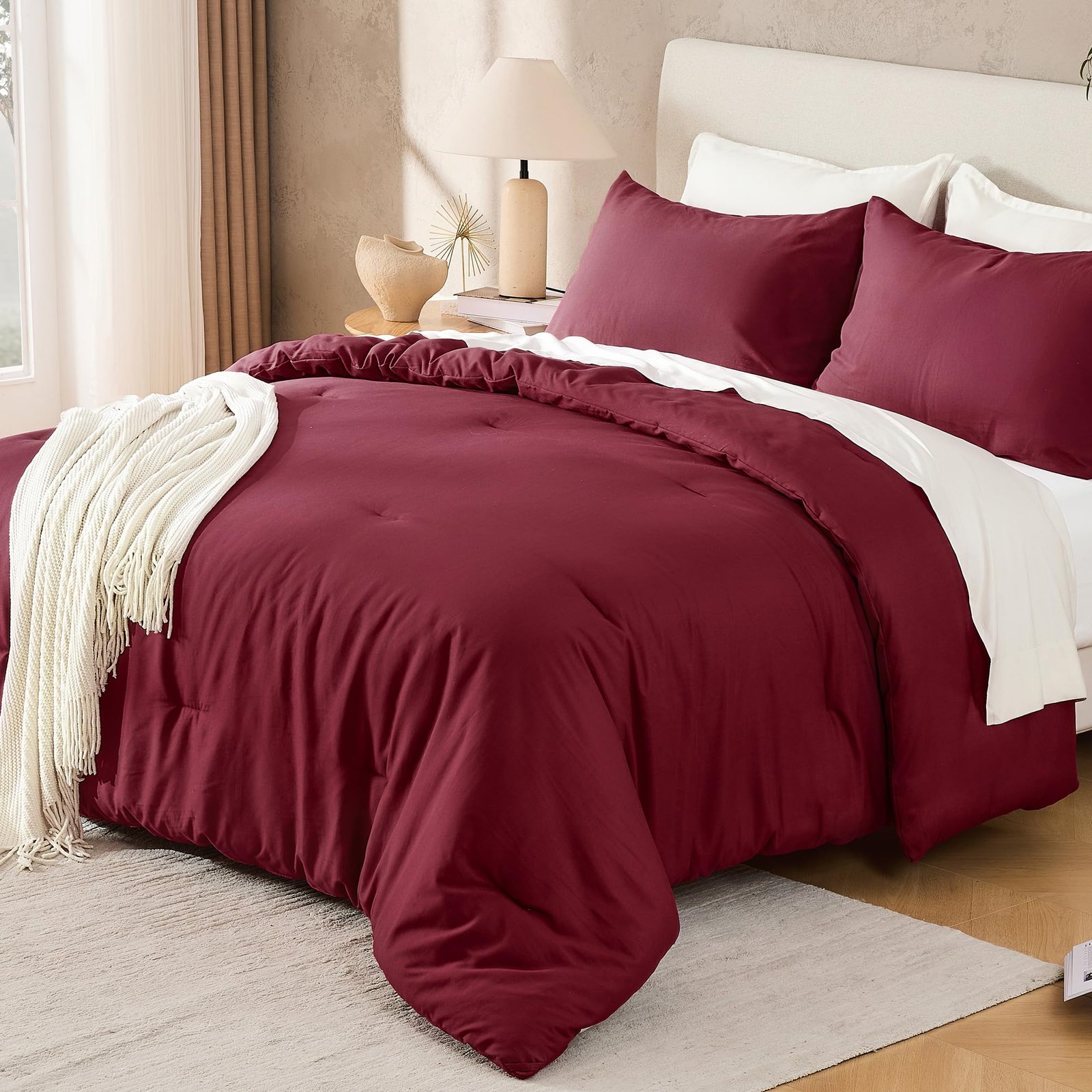 TODD GRIMES Dark Emerald Green Queen Size Comforter Set, 3 Pieces Forest Hunter Green Boho Solid Bedding Sets, Soft Cozy Lightweight Down Alternative All Season Bed Set - Image 11