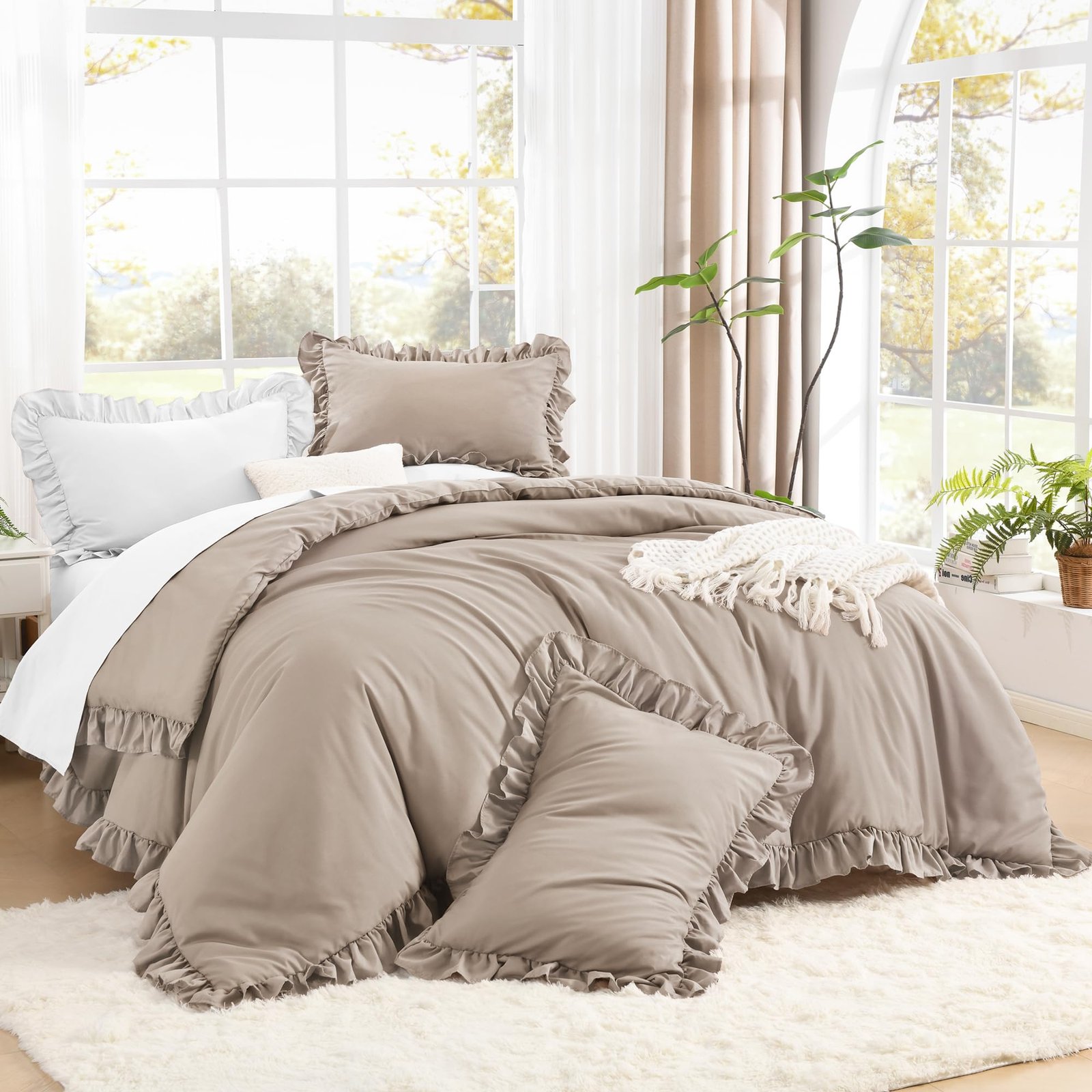 TODD GRIMES Full Size Comforter Sets, 3 Pieces Blush Pink Ruffle Girls Women Cute Bedding Comforters & Sets, Lightweight Fluffy Microfiber as Gift (79x90In Comforter & 2 Pillowcases) - Image 15