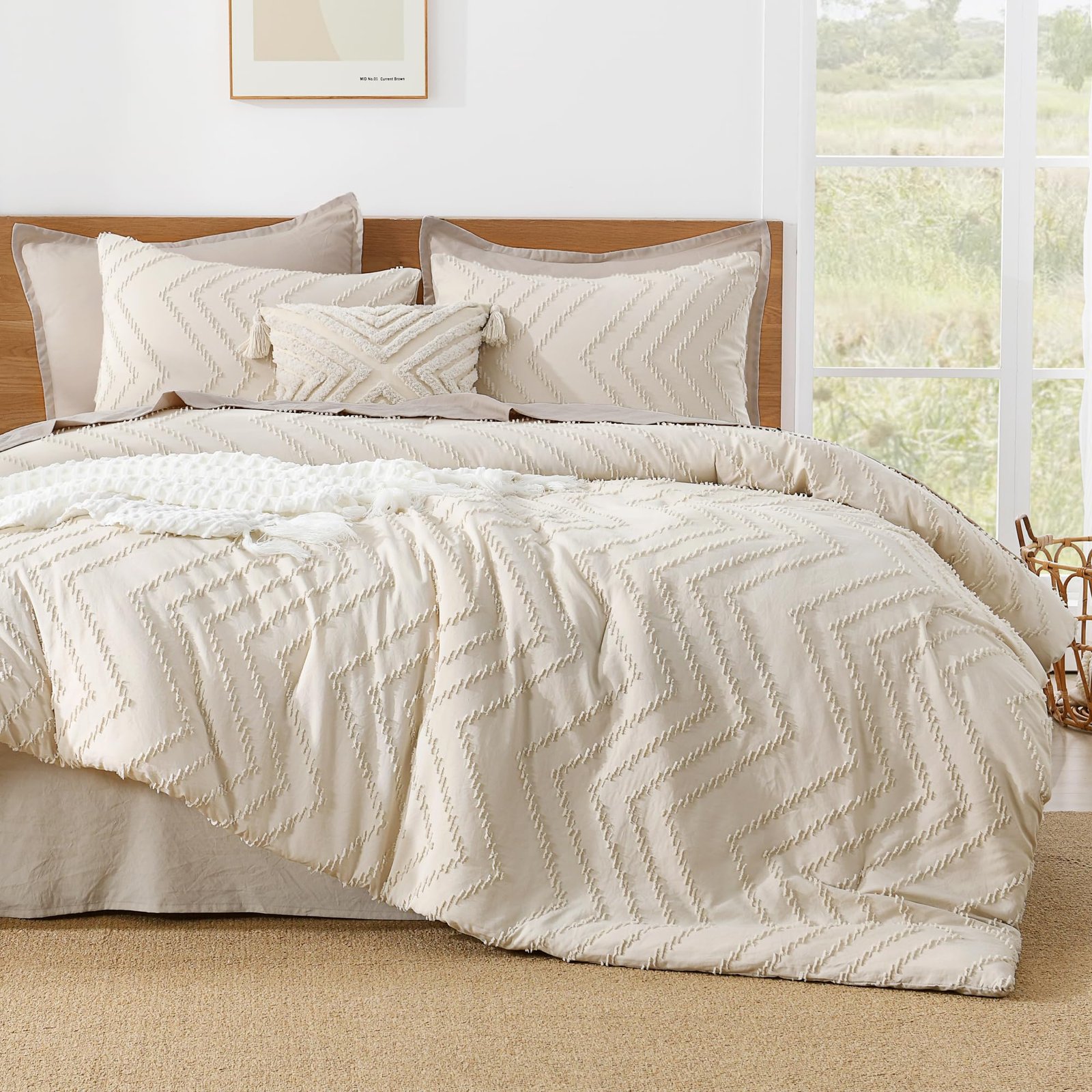 TODD GRIMES King Size Comforter Set Dark Emerald Green, 3 Pieces Lightweight Fluffy Comforter King Size Boho Tufted Comforter Bed Set Gift Choice - Image 32