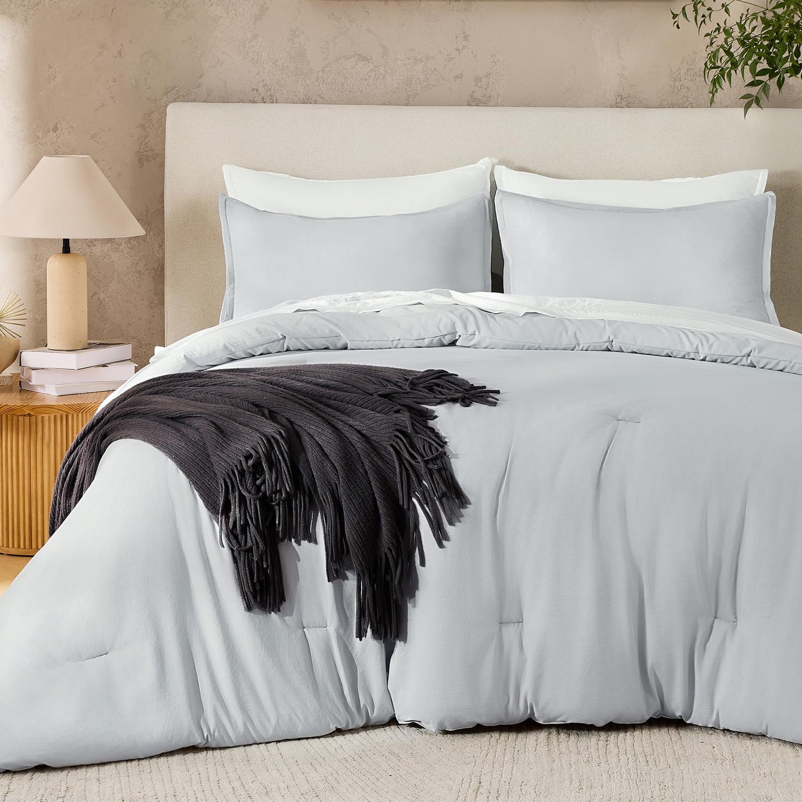TODD GRIMES Dark Emerald Green Queen Size Comforter Set, 3 Pieces Forest Hunter Green Boho Solid Bedding Sets, Soft Cozy Lightweight Down Alternative All Season Bed Set - Image 17