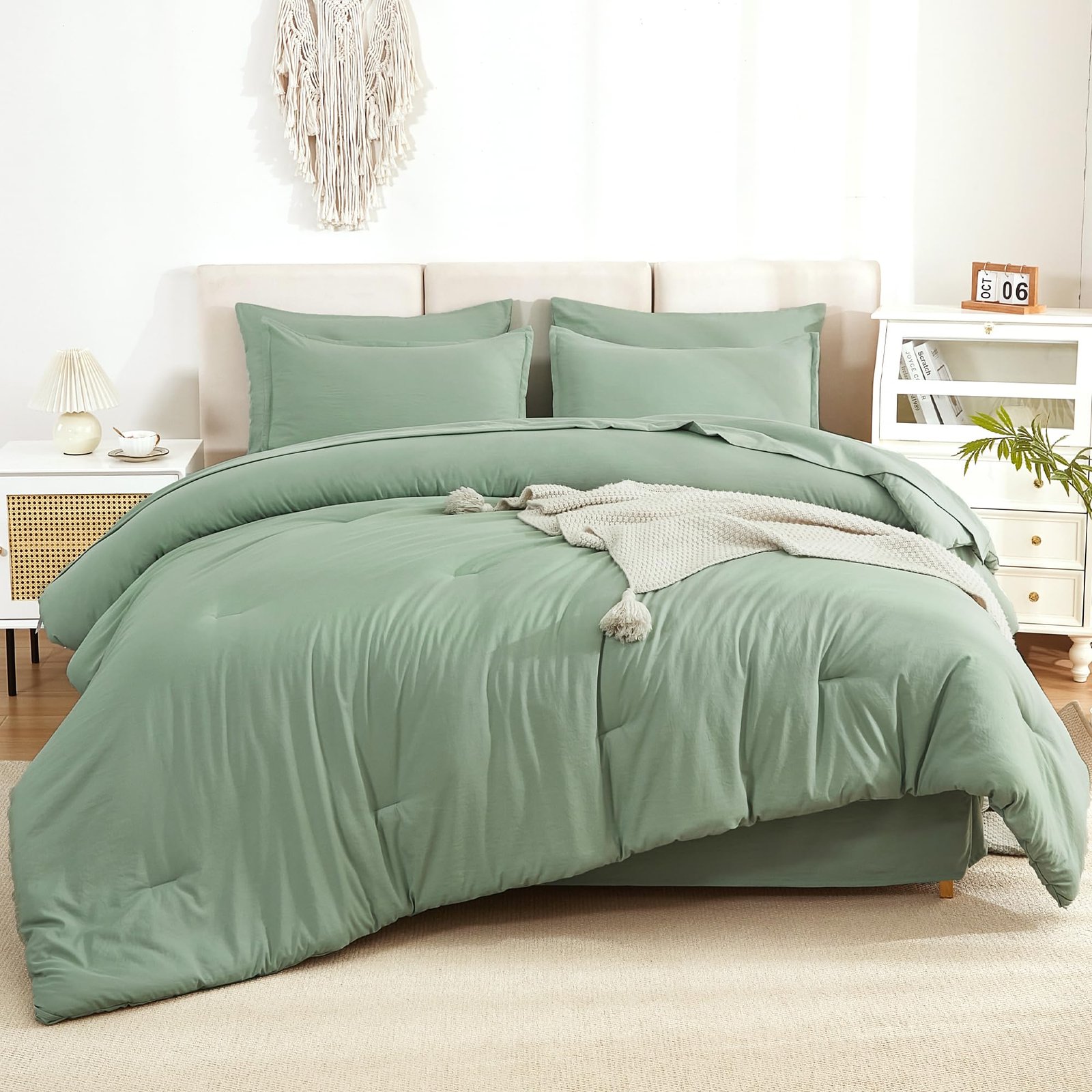 TODD GRIMES King Size Comforter Set Dark Emerald Green - 7 Pieces Bed in a Bag King Bedding Comforter Sets, Solid Lightweight Bed Set with Comforter, Sheets, Pillowcases & Shams - Image 20