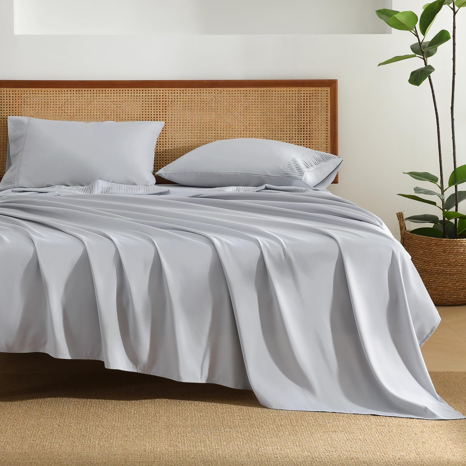 TODD GRIMES King Size Sheets Set 4 Pieces, Dark Olive Green Super Soft Sheets for King Size Bed, Microfiber King Sheet, Deep Pocket Up to 16 - Image 3