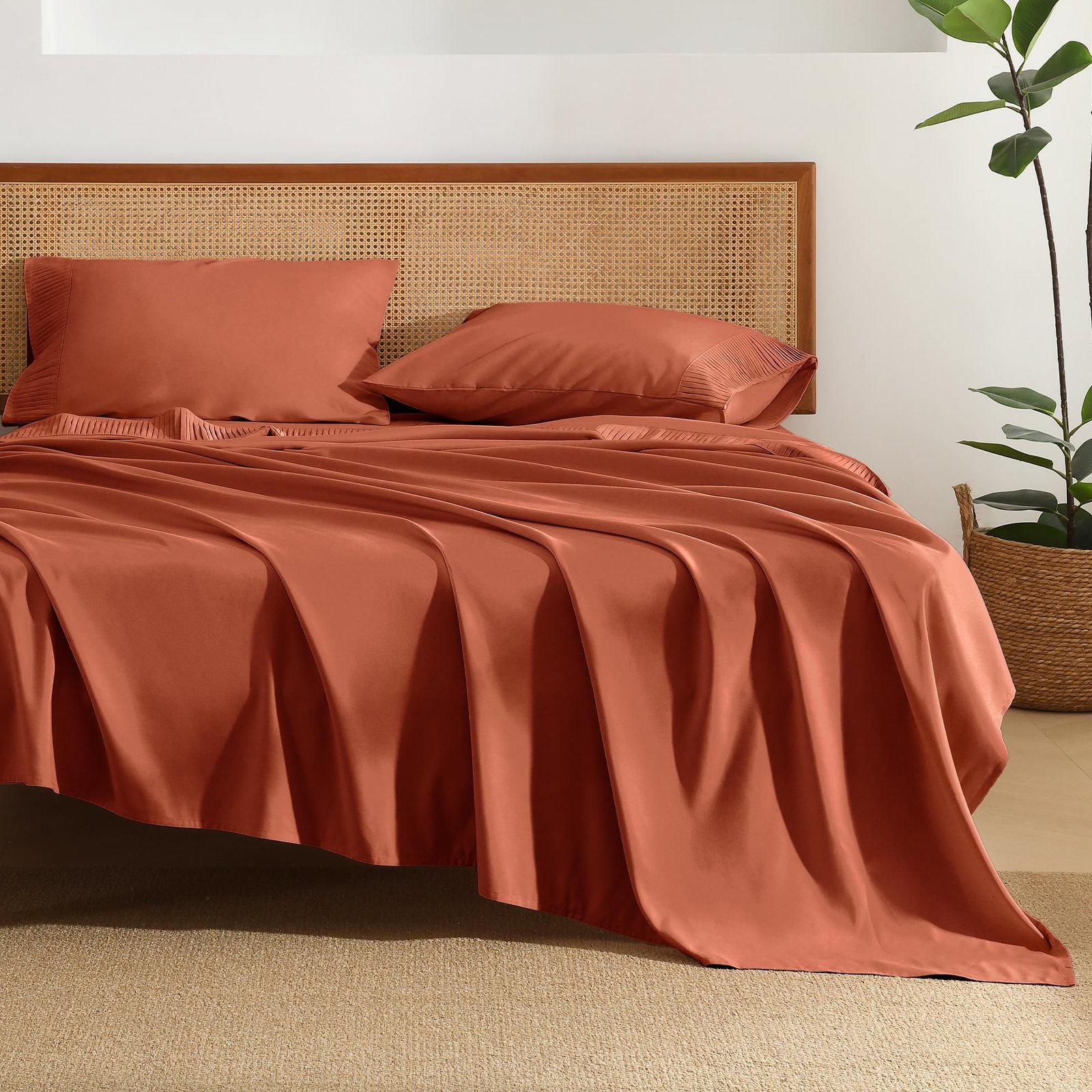 TODD GRIMES King Size Sheets Set 4 Pieces, Dark Olive Green Super Soft Sheets for King Size Bed, Microfiber King Sheet, Deep Pocket Up to 16 - Image 7