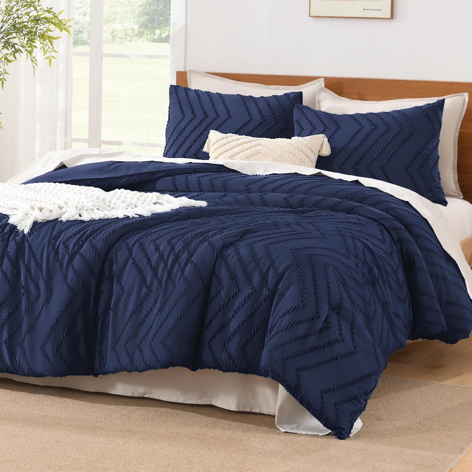 TODD GRIMES King Size Comforter Set Dark Emerald Green, 3 Pieces Lightweight Fluffy Comforter King Size Boho Tufted Comforter Bed Set Gift Choice - Image 6