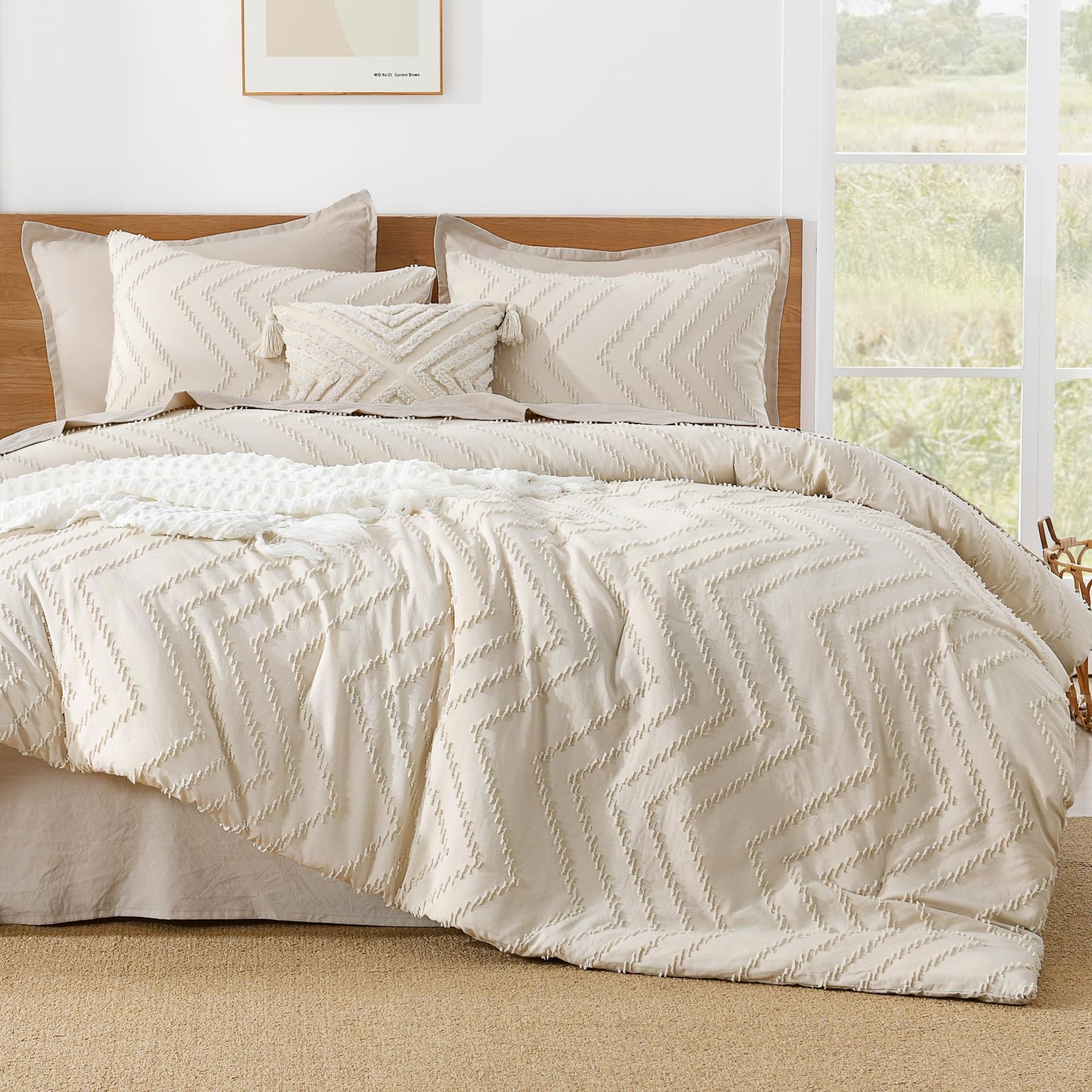 TODD GRIMES King Size Comforter Set Dark Emerald Green, 3 Pieces Lightweight Fluffy Comforter King Size Boho Tufted Comforter Bed Set Gift Choice - Image 33