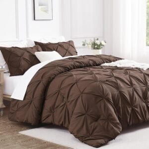 TODD GRIMES White King Size Comforter Set(104x90Inch), 3 Pieces Cute Soft Pinch Pleat Bedding Comforters & Sets, All Season Lightweight Down Alternative Bed Set for Men Women