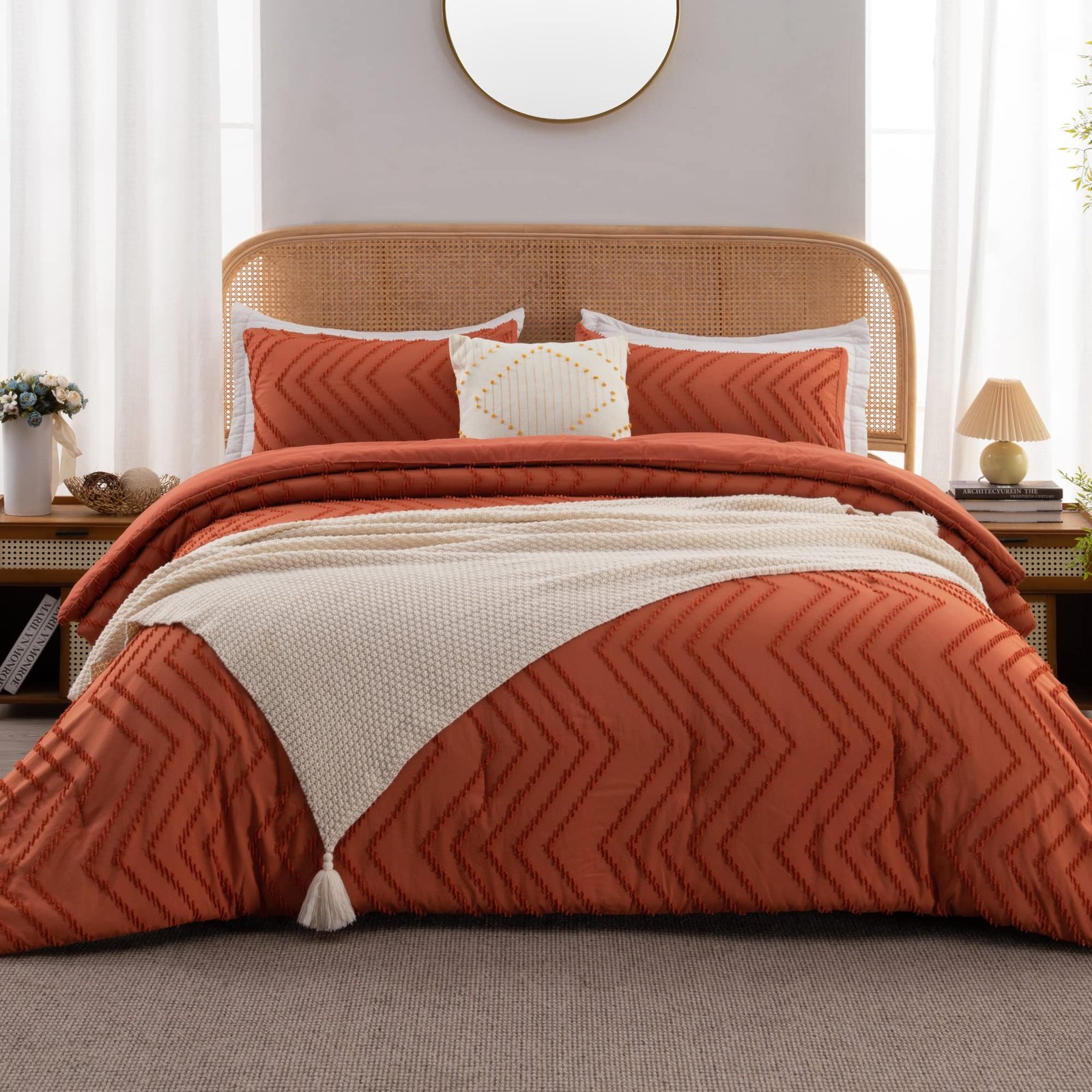 TODD GRIMES King Size Comforter Set Dark Emerald Green, 3 Pieces Lightweight Fluffy Comforter King Size Boho Tufted Comforter Bed Set Gift Choice - Image 13