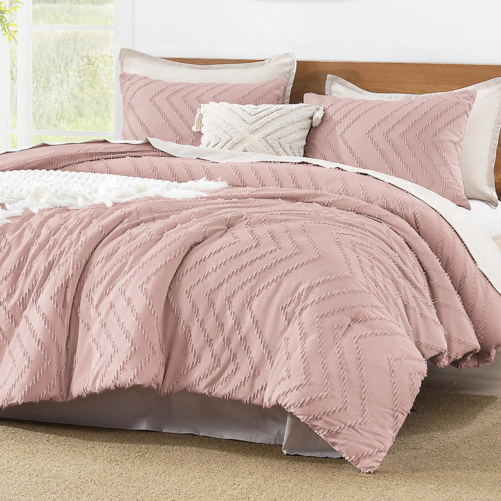 TODD GRIMES King Size Comforter Set Dark Emerald Green, 3 Pieces Lightweight Fluffy Comforter King Size Boho Tufted Comforter Bed Set Gift Choice - Image 31