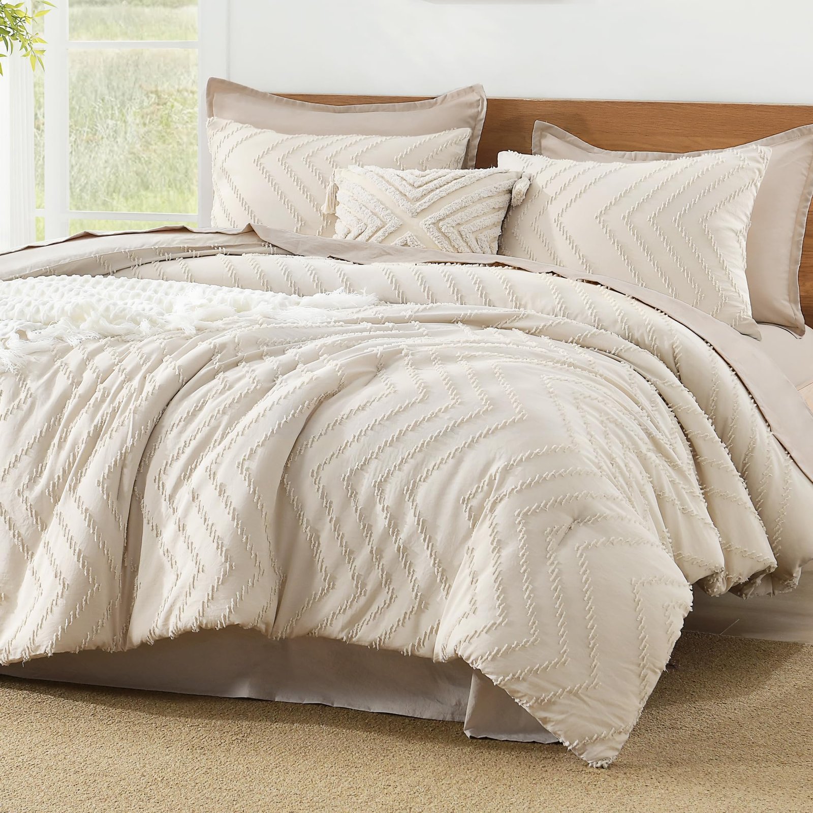 TODD GRIMES King Size Comforter Set Dark Emerald Green, 3 Pieces Lightweight Fluffy Comforter King Size Boho Tufted Comforter Bed Set Gift Choice - Image 17