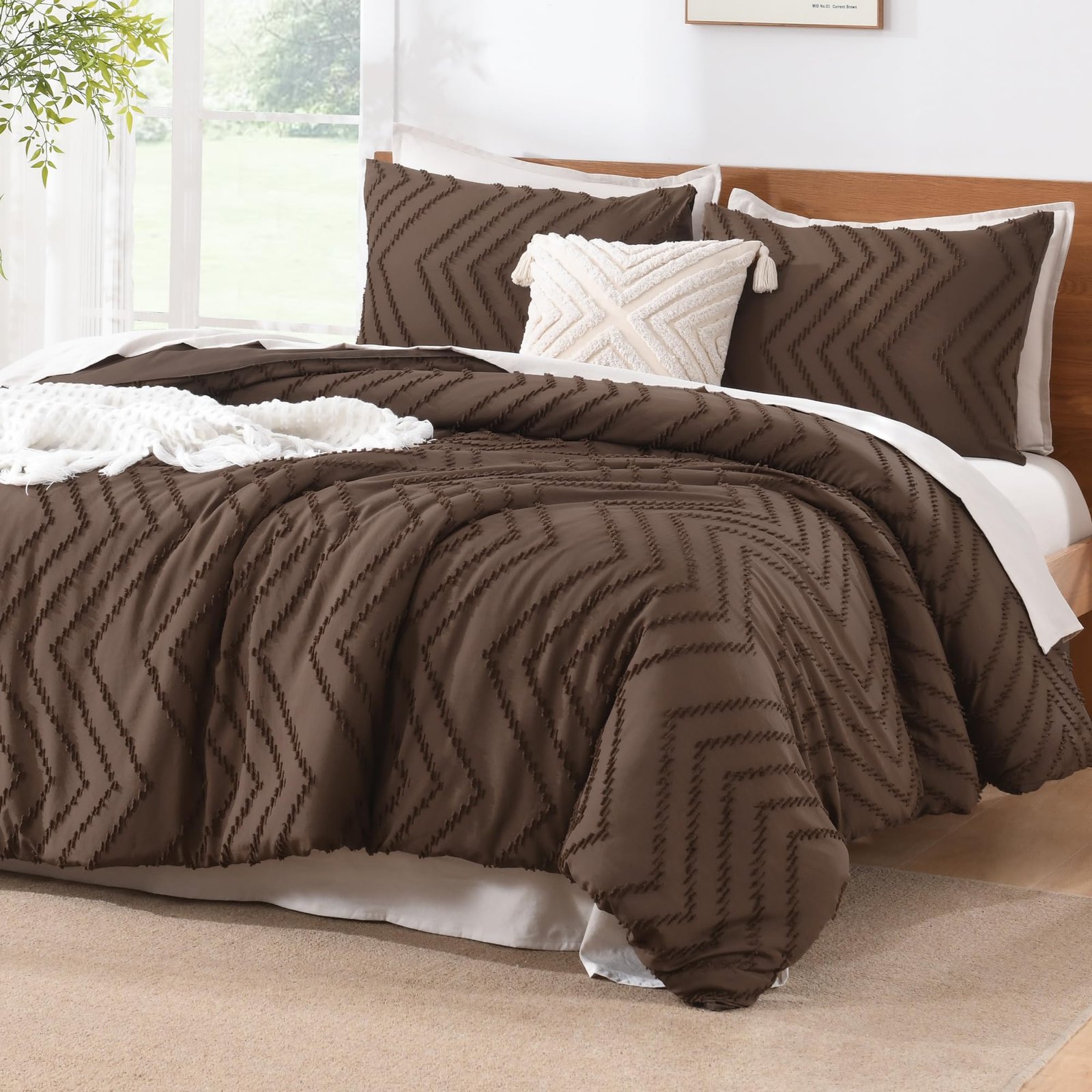 TODD GRIMES King Size Comforter Set Dark Emerald Green, 3 Pieces Lightweight Fluffy Comforter King Size Boho Tufted Comforter Bed Set Gift Choice - Image 4