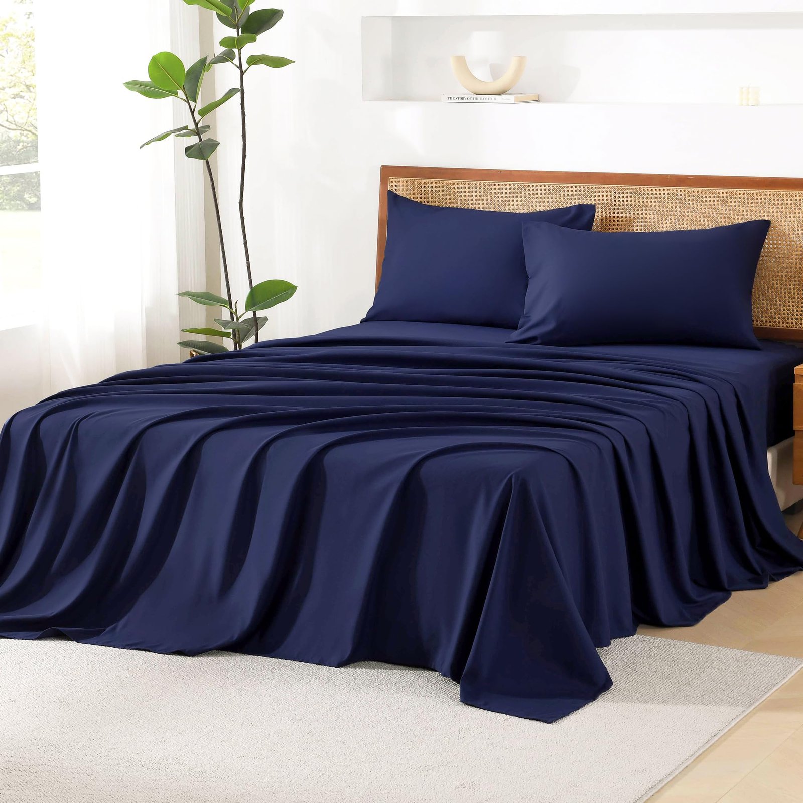TODD GRIMES King Size Comforter Set with Sheets Beige - 7 Pieces Bed in a Bag King Chevron Tufted Boho Luxury Bedding Sets with Comforter, Sheets, Pillowcases & Shams - Image 35