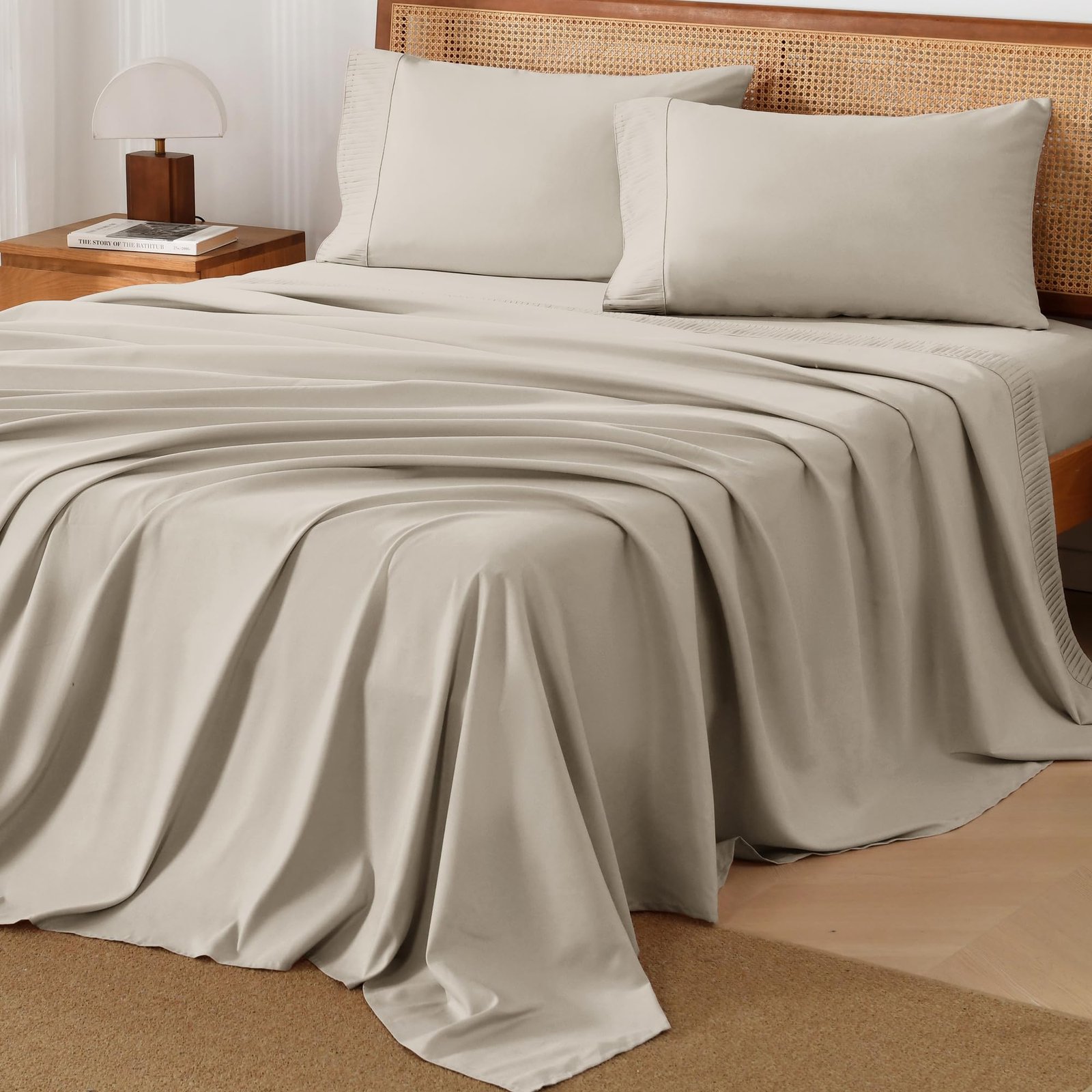 TODD GRIMES King Size Sheets Set 4 Pieces, Dark Olive Green Super Soft Sheets for King Size Bed, Microfiber King Sheet, Deep Pocket Up to 16 - Image 10