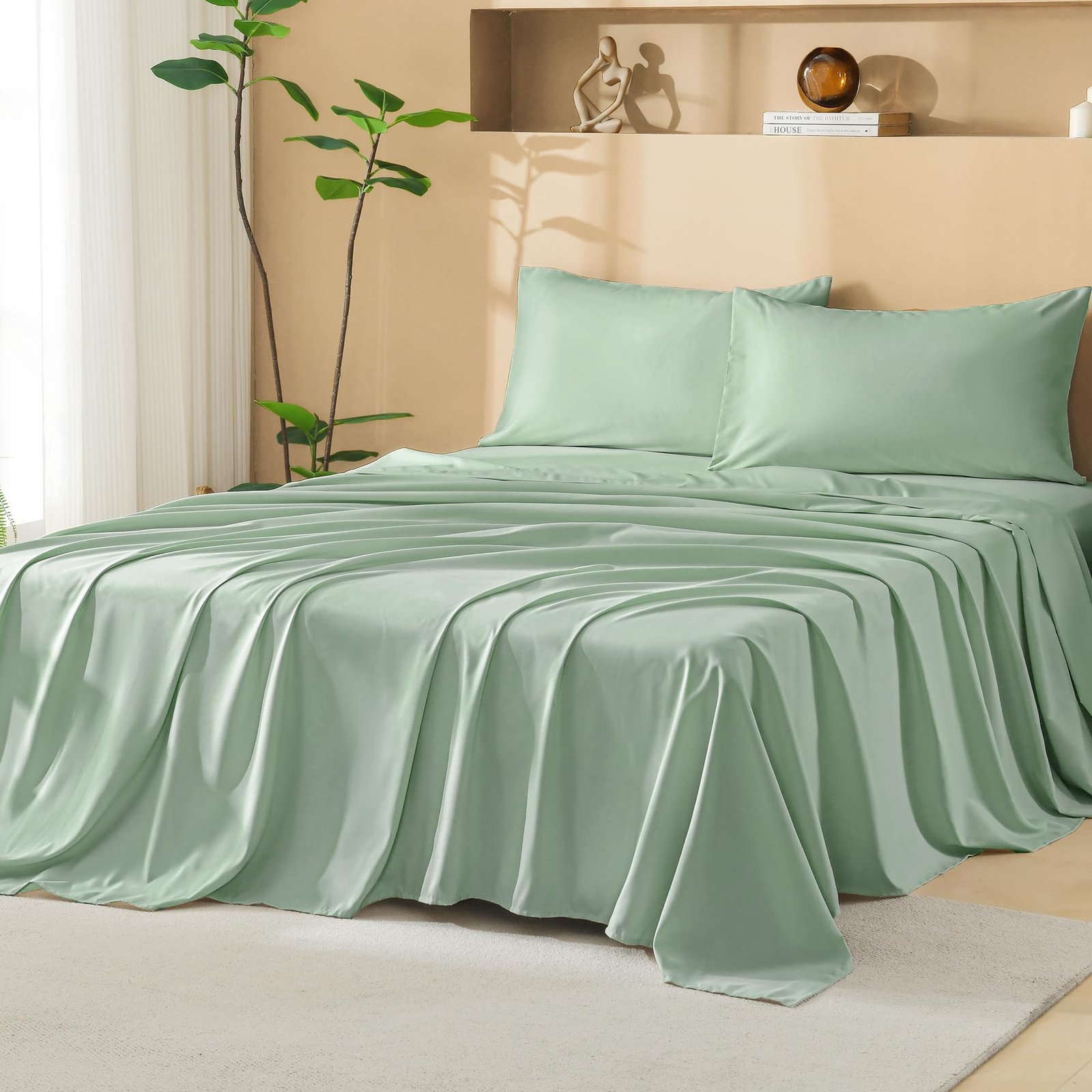 TODD GRIMES King Size Comforter Set with Sheets Beige - 7 Pieces Bed in a Bag King Chevron Tufted Boho Luxury Bedding Sets with Comforter, Sheets, Pillowcases & Shams - Image 84