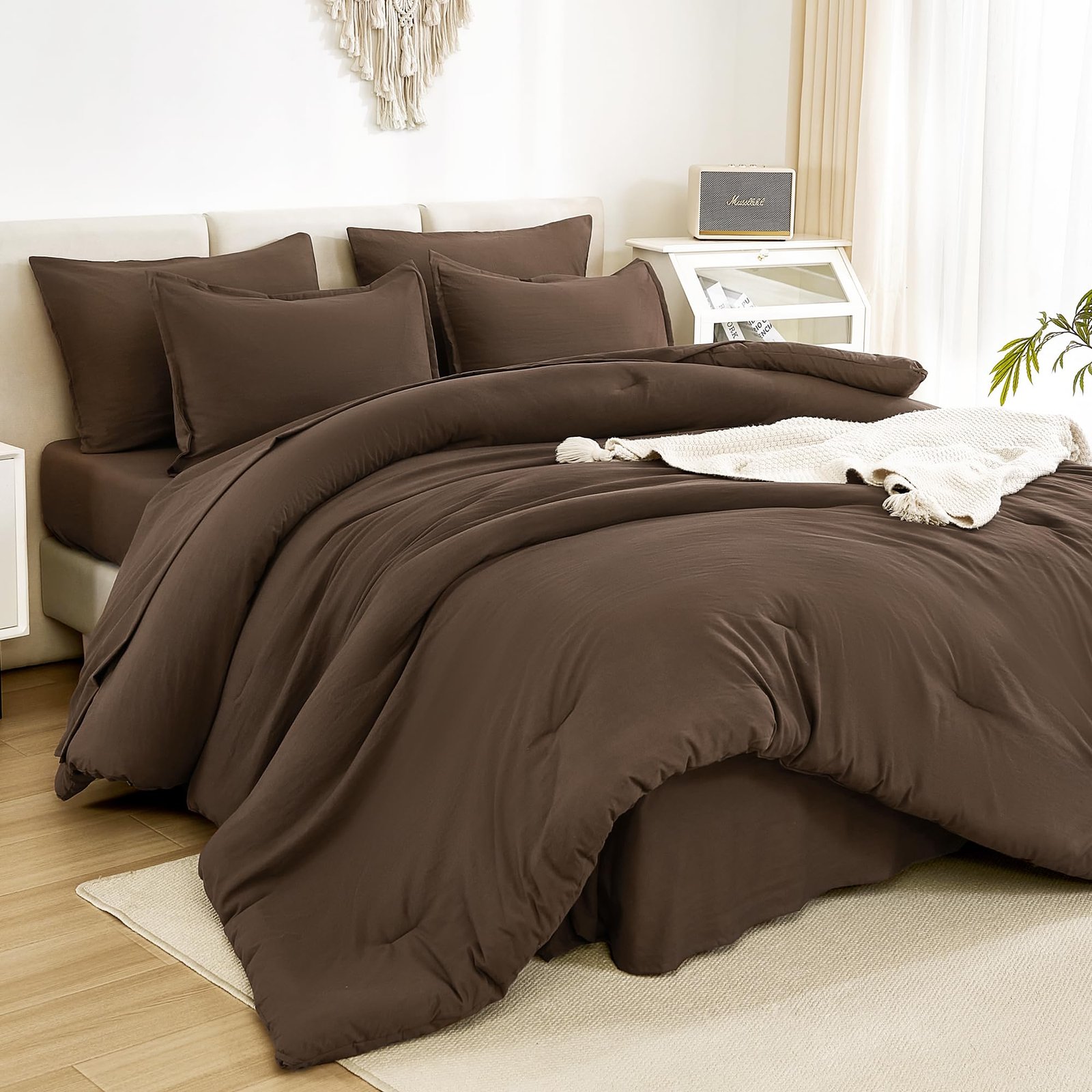 TODD GRIMES King Size Comforter Set Dark Emerald Green - 7 Pieces Bed in a Bag King Bedding Comforter Sets, Solid Lightweight Bed Set with Comforter, Sheets, Pillowcases & Shams - Image 29